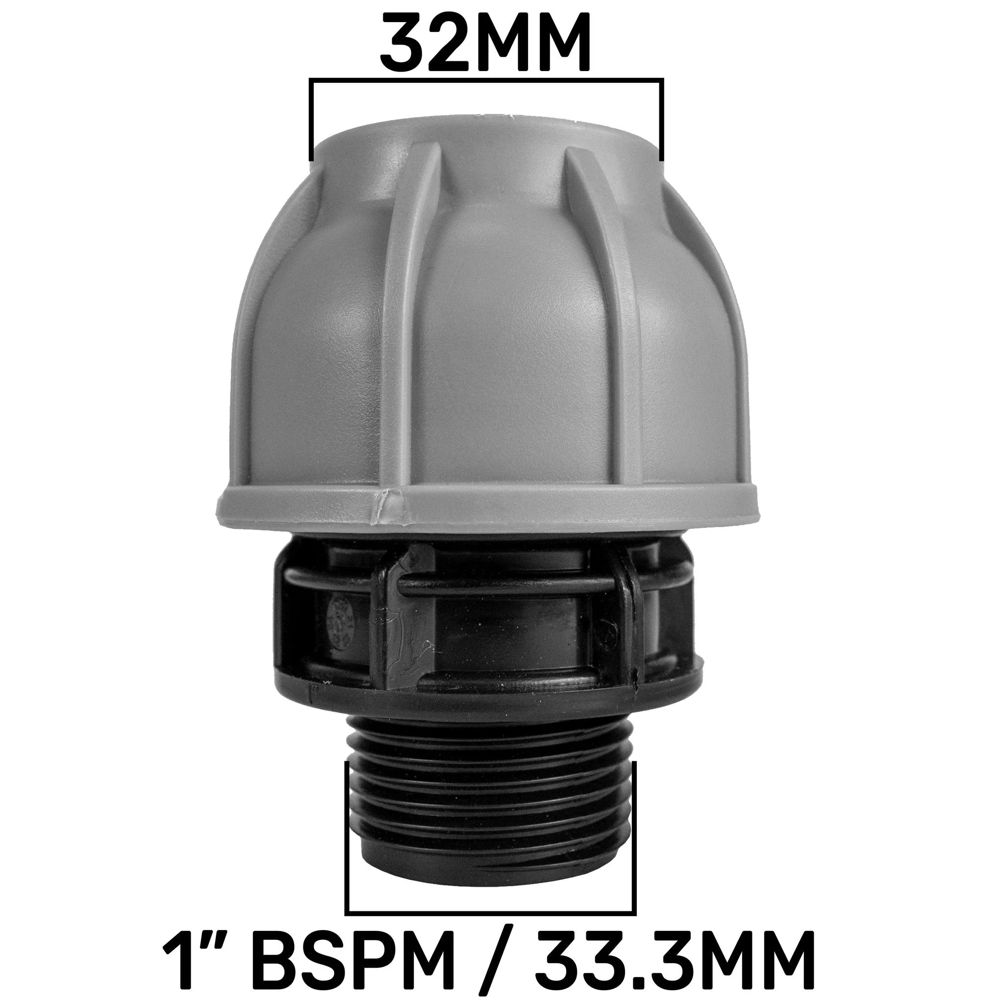 1” BSP Water Butt Fitting with Full Flow PP Valve and 32mm MDPE Fitting - Image 6