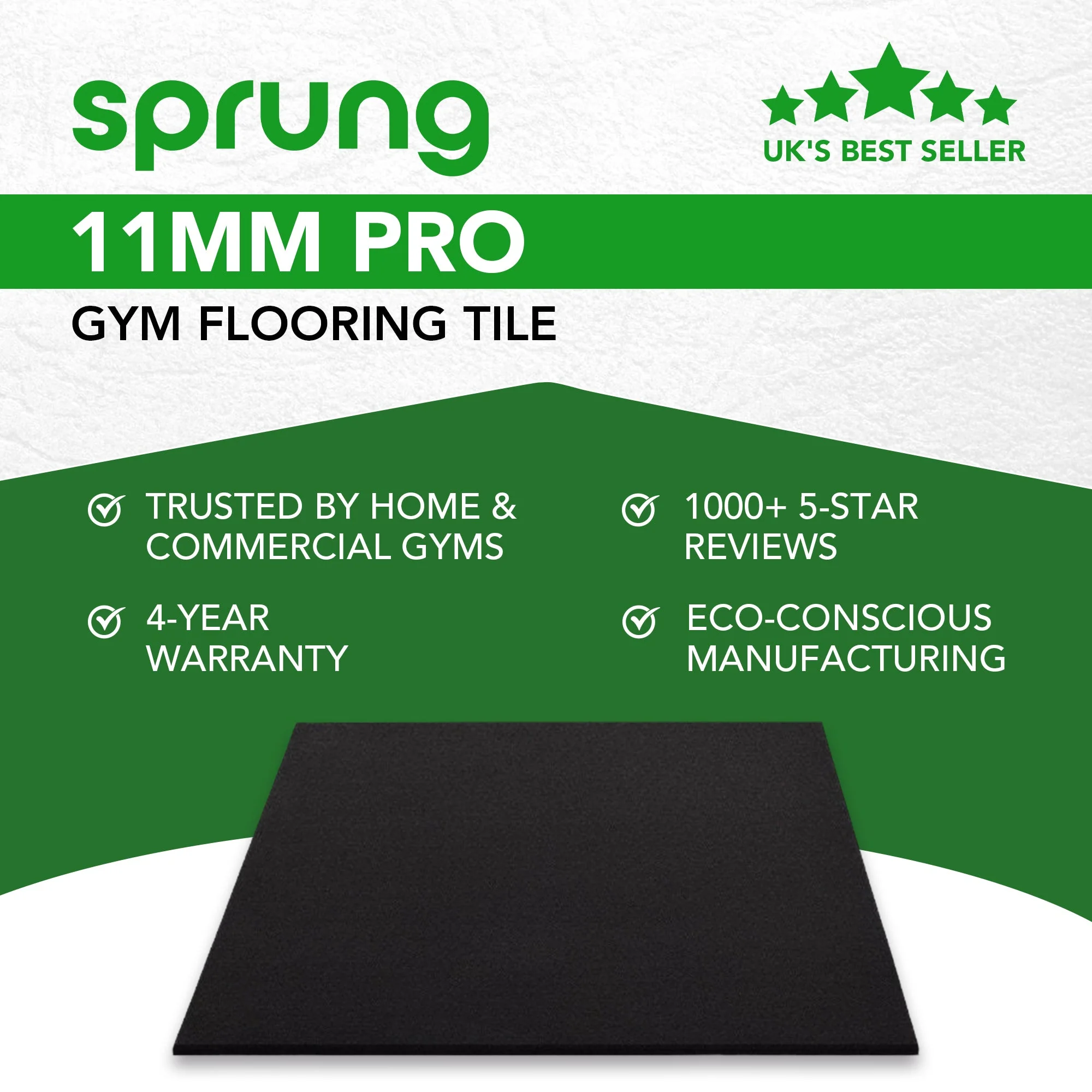 11mm Sprung PRO - Heavy Duty Gym Rubber Mats - Image 3