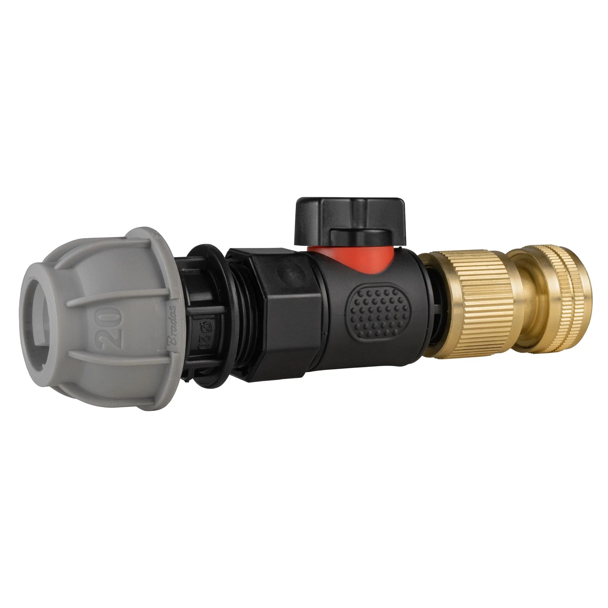 20mm MDPE Straight with BSPF-Quick Connect Valve & Hose Connector Brass - Image 2