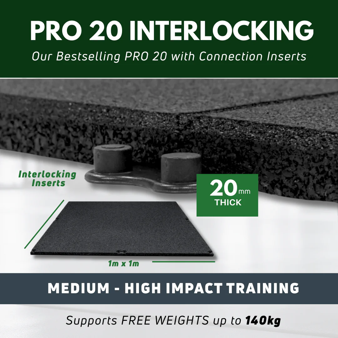 20mm Sprung PRO Interlocking Gym Tiles - Connection Inserts Included - Image 2