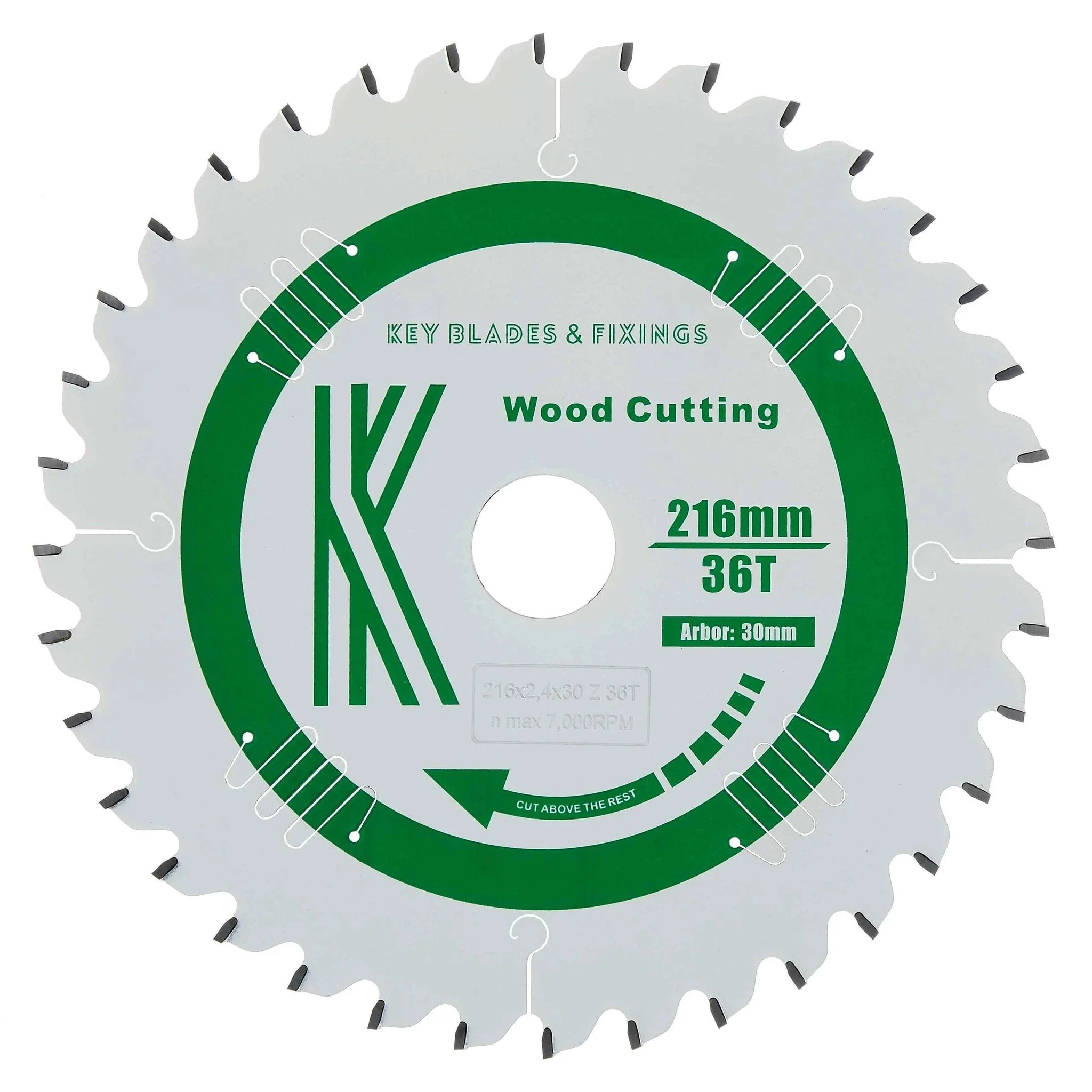 216mm x 30mm x 2.4mm 36T ATB (Neg Rake) Festool KS60 Circular Saw Blade - 2501