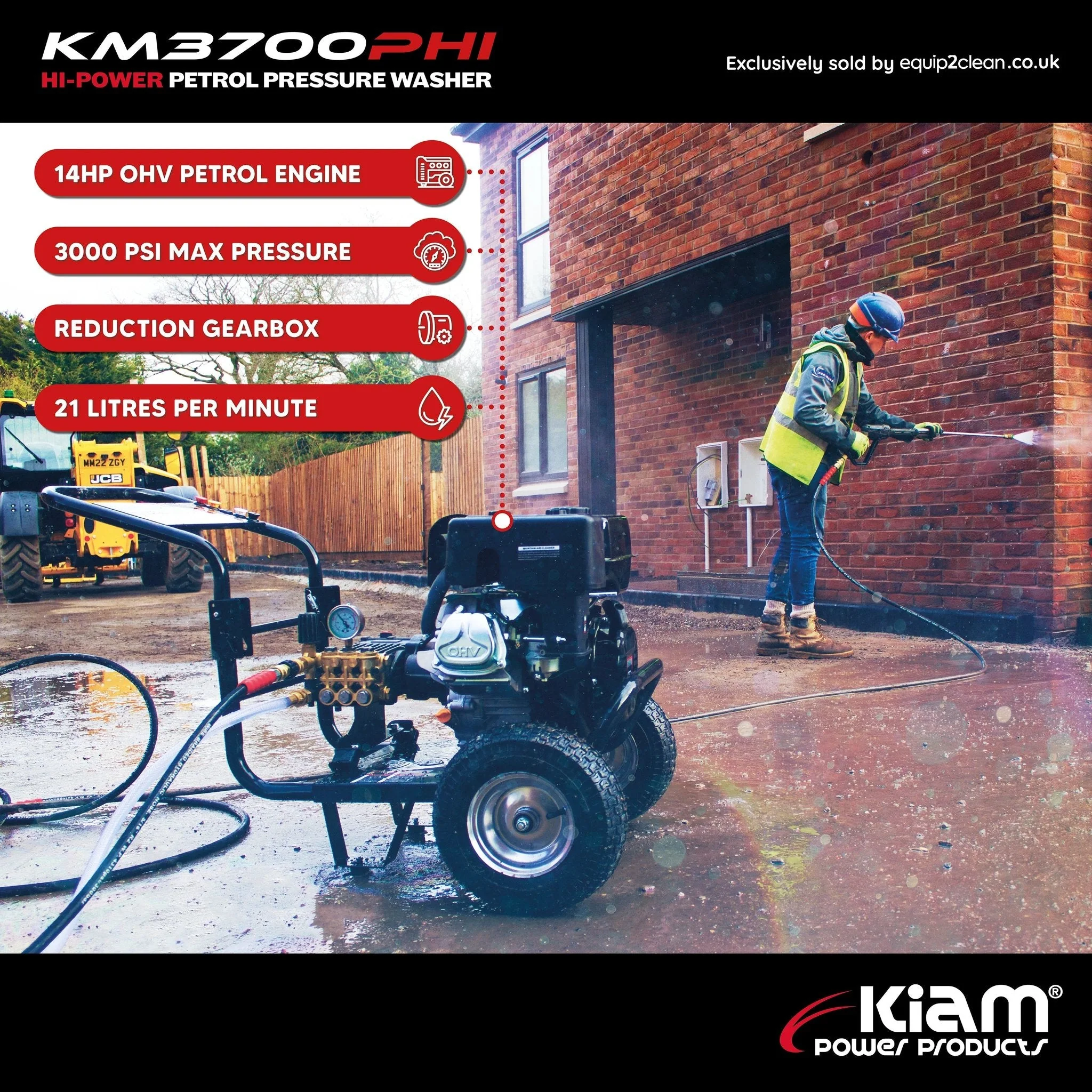 21LPM Petrol Pressure Washer – Kiam KM3700PHI HIFLOW | 14HP Jet Cleaner - Image 11