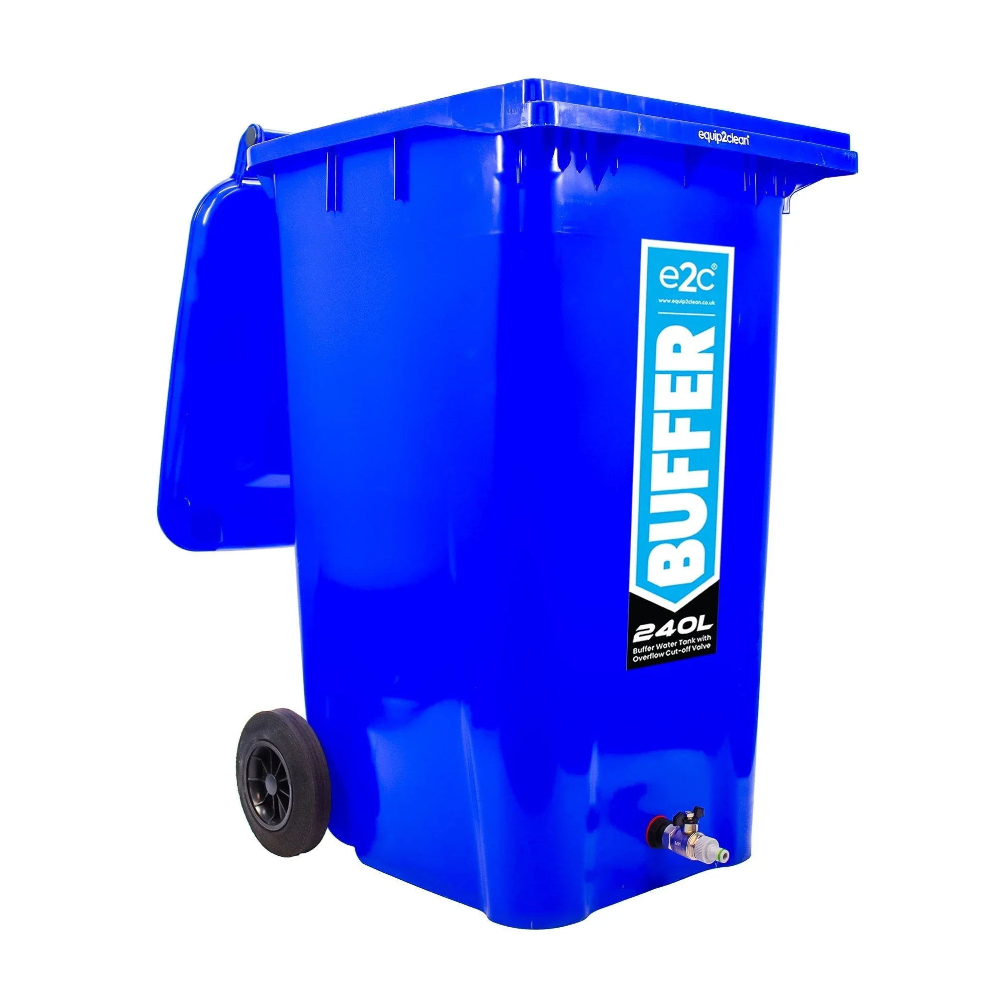 240 Litre Mobile Water Wheelie Bin Buffer Tank with Overflow Cut-off Float Valve - Image 2