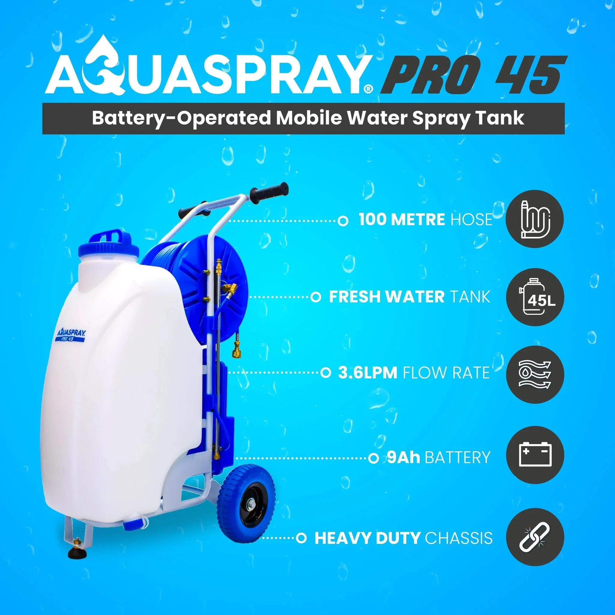 Aquaspray Pro 45L Battery-Operated Water Spray Tank - Image 3