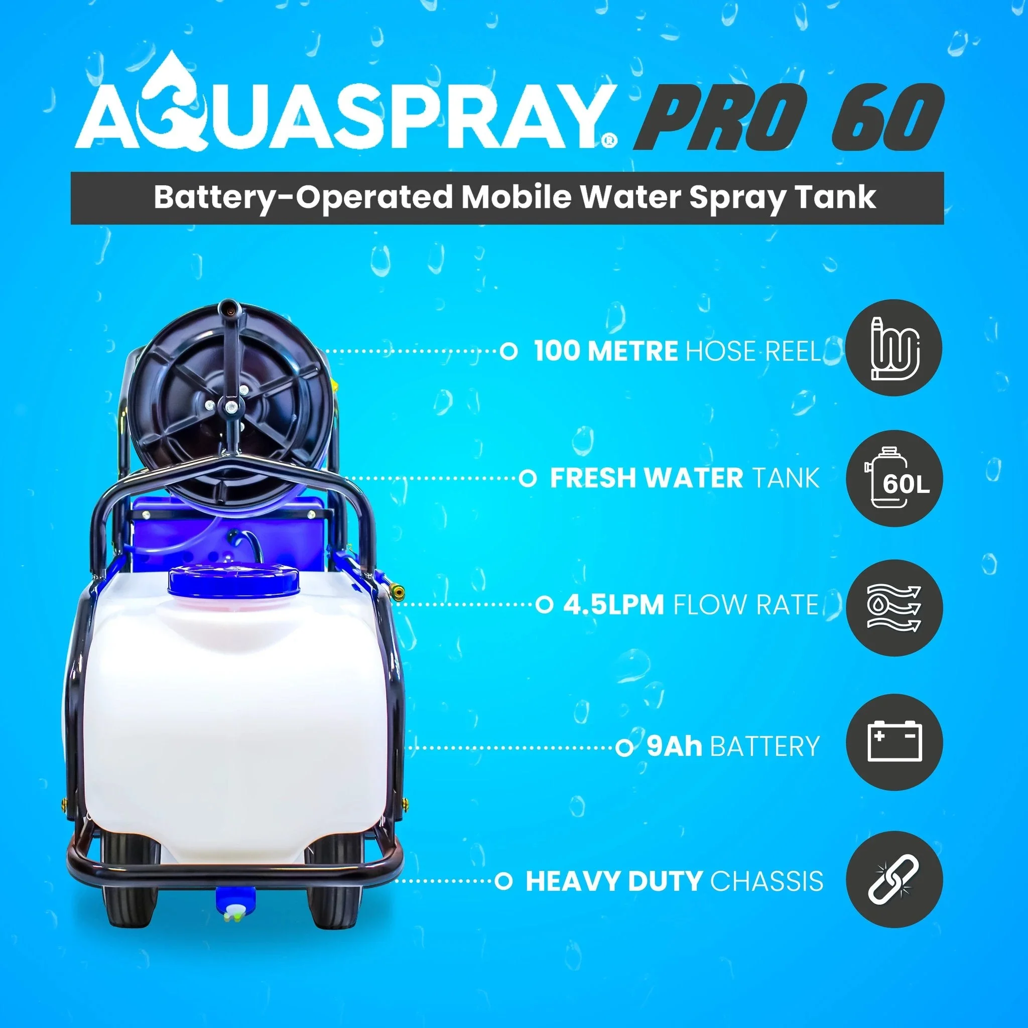 Aquaspray Pro 60L Battery-Operated Water Spray Tank - Image 2