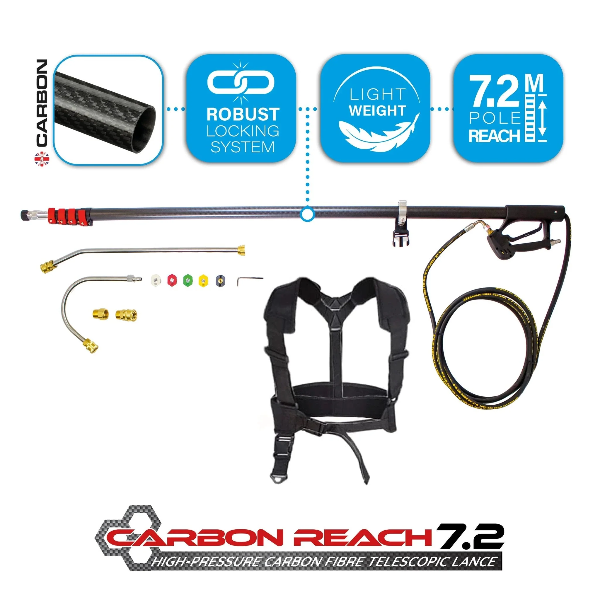 Carbon Reach 7.2 Metre Telescopic Carbon Fibre Lance - Image 4