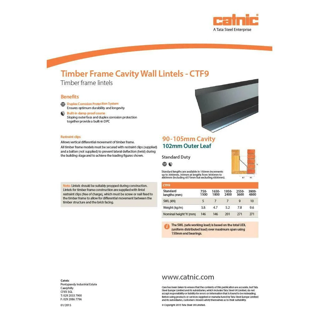 Catnic Timber Frame Lintel CTF9 90-105mm - Image 3