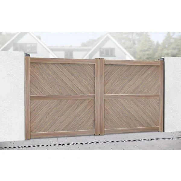 Flat Top Metal Double Driveway Gate with Diagonal Infill - Image 3