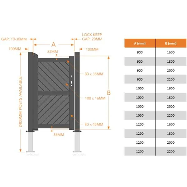 Flat Top Metal Side Gate with Diagonal Infill - Image 4