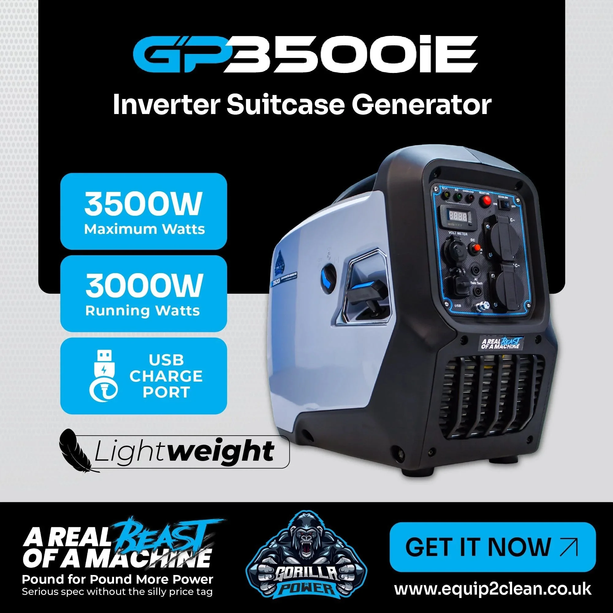 Gorilla Power 3500W Inverter Suitcase Generator - GP3500i – Powerful & Fuel Efficient - Image 2