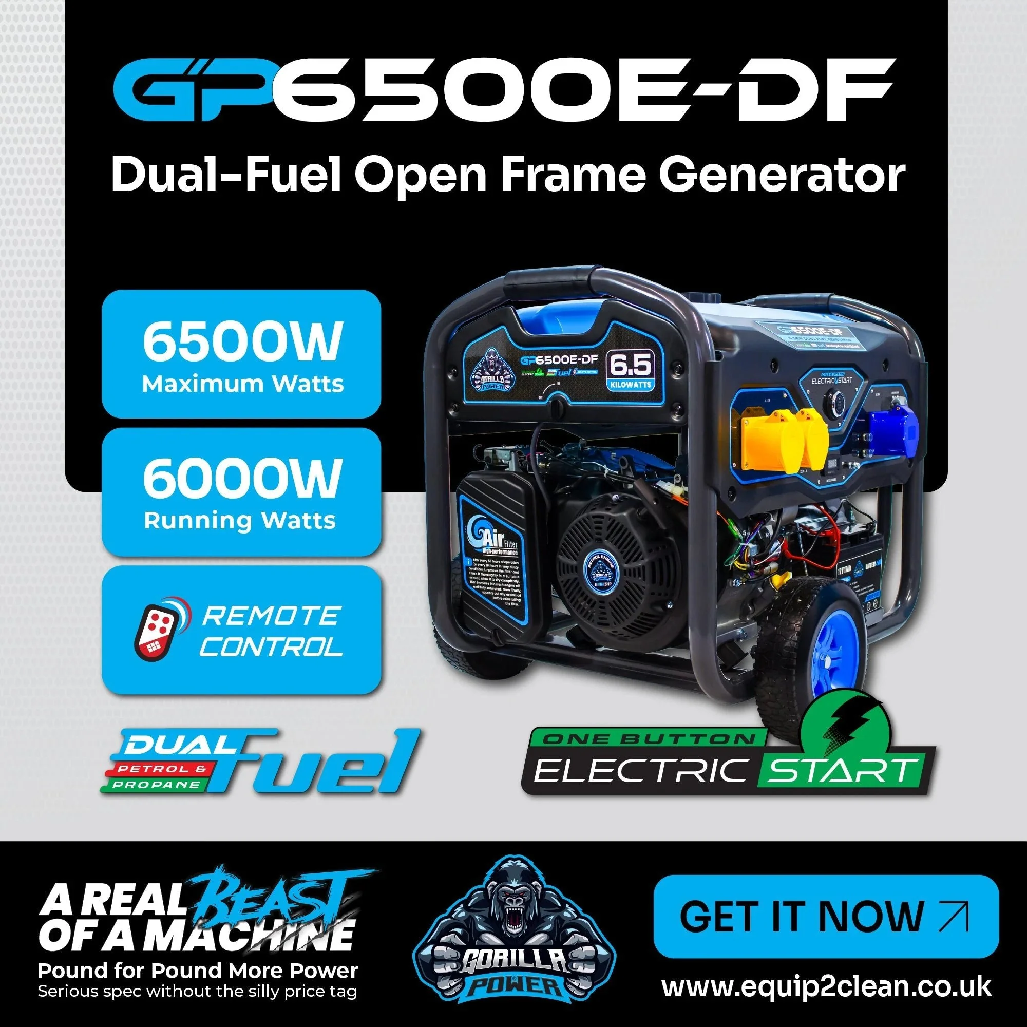 Gorilla Power 6500W Dual-Fuel Generator with Electric Start - GP6500E-DF  – High Performance & Versatile Power - Image 2