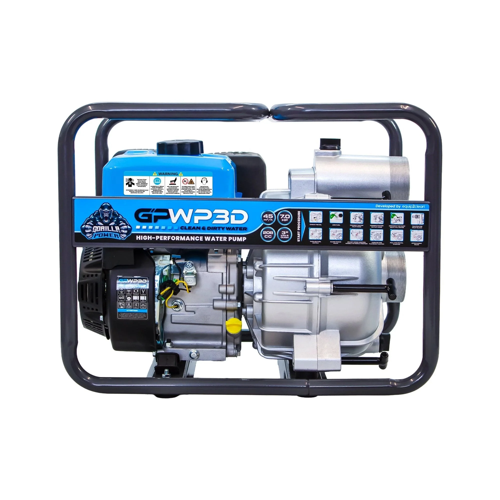 Gorilla Power GPWP3D 3" Dirty / Clean Trash Water Pump - Image 3
