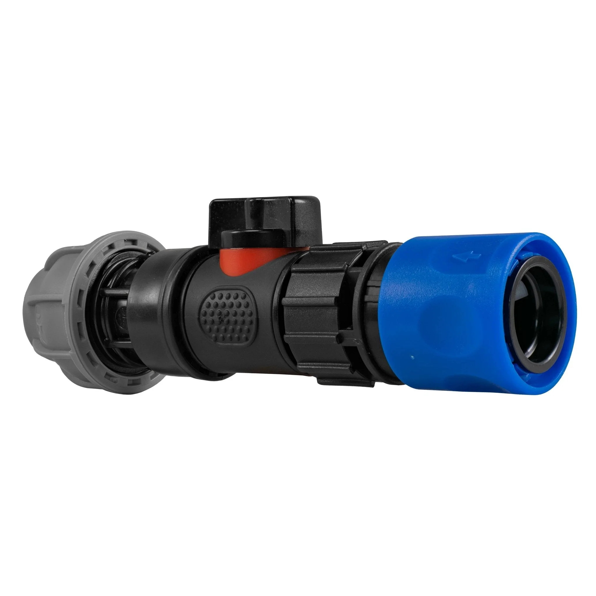Hose Connector Blue with In-Line BSPM Valve and 20mm MDPE Straight - Image 2