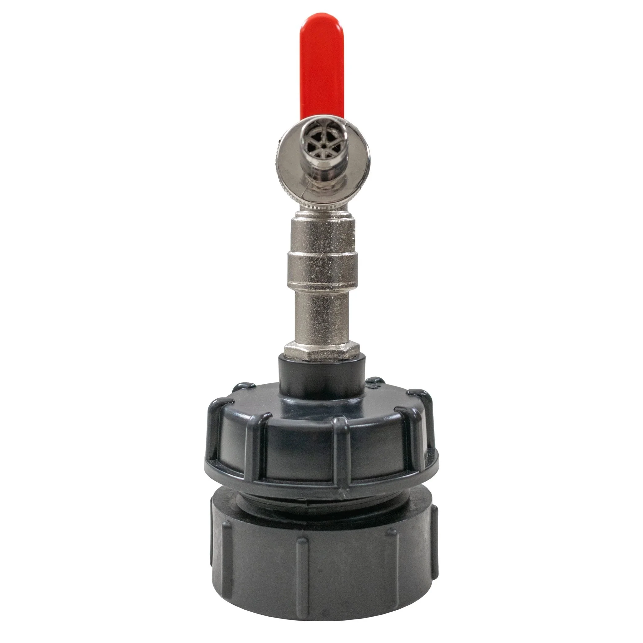 IBC 2” BSPF – S60X6 Cap with S60X6 – ½” BSPF Cap and Lever Tap ½” Barb - Image 2