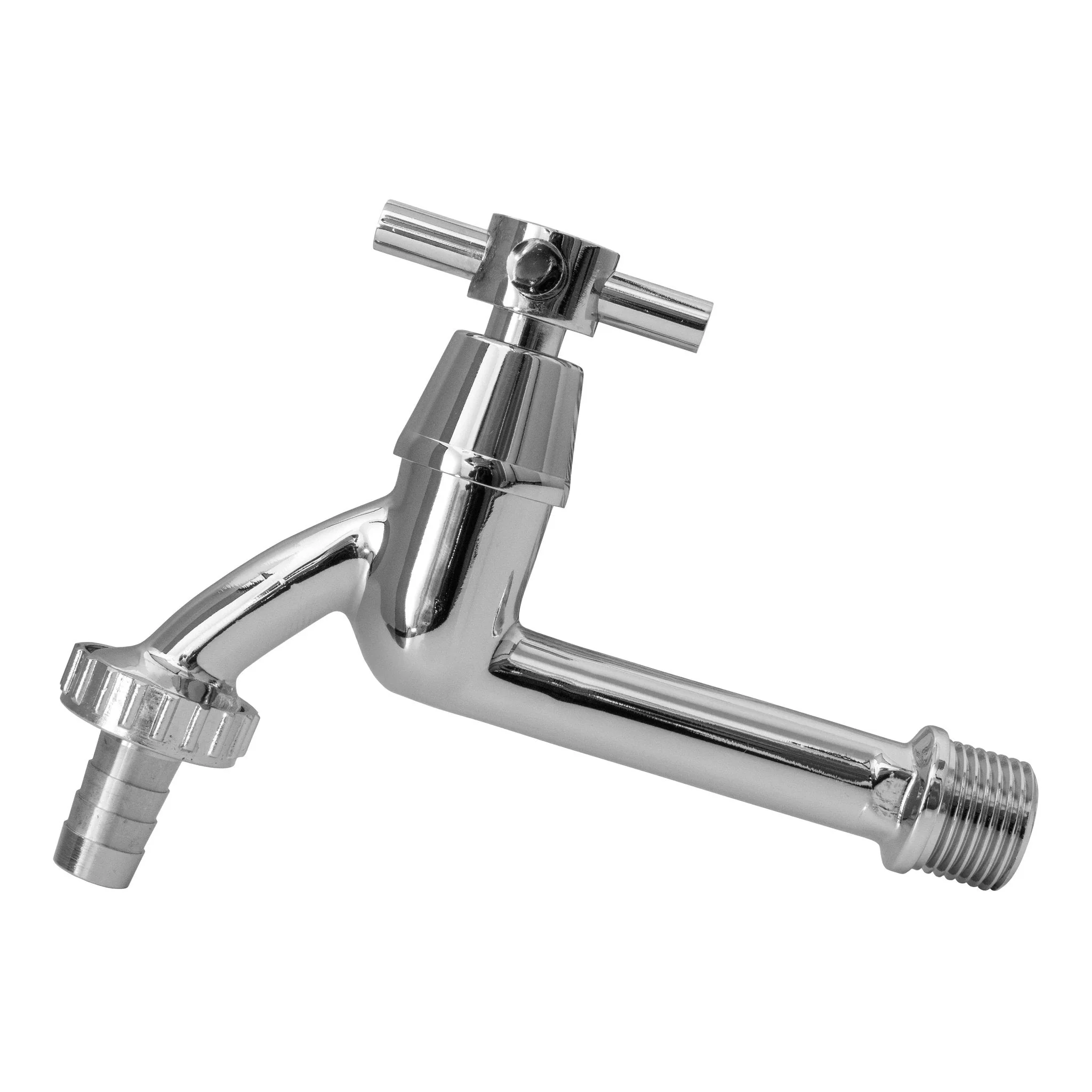 IBC 2" S60X6 - 1/2" BSP Cap with Extended Brass Chrome Tap 1/2" Barb - Image 3