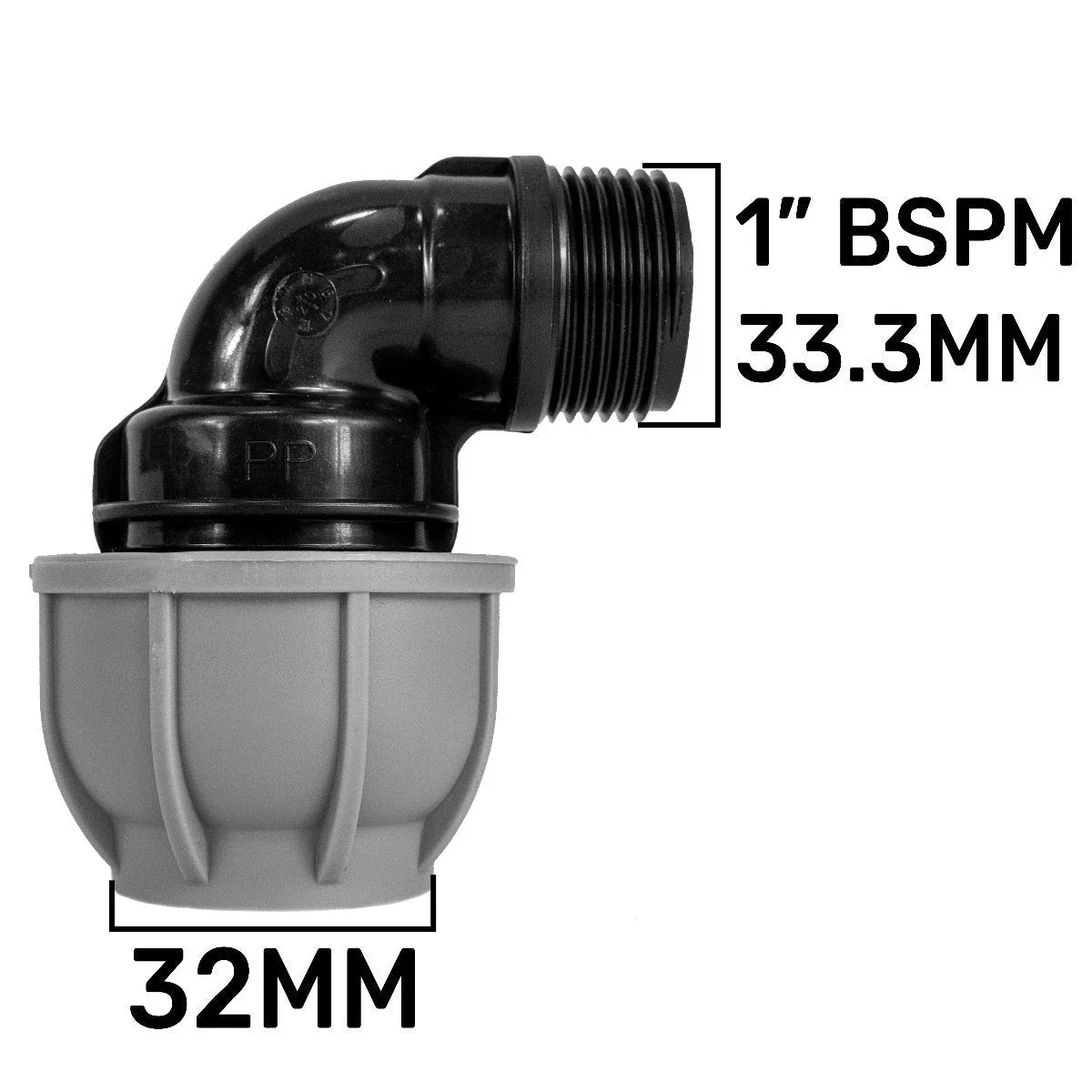 IBC 2” S60X6 – 1" BSPF Extender Adaptor with MDPE Elbow 32mm - Image 7
