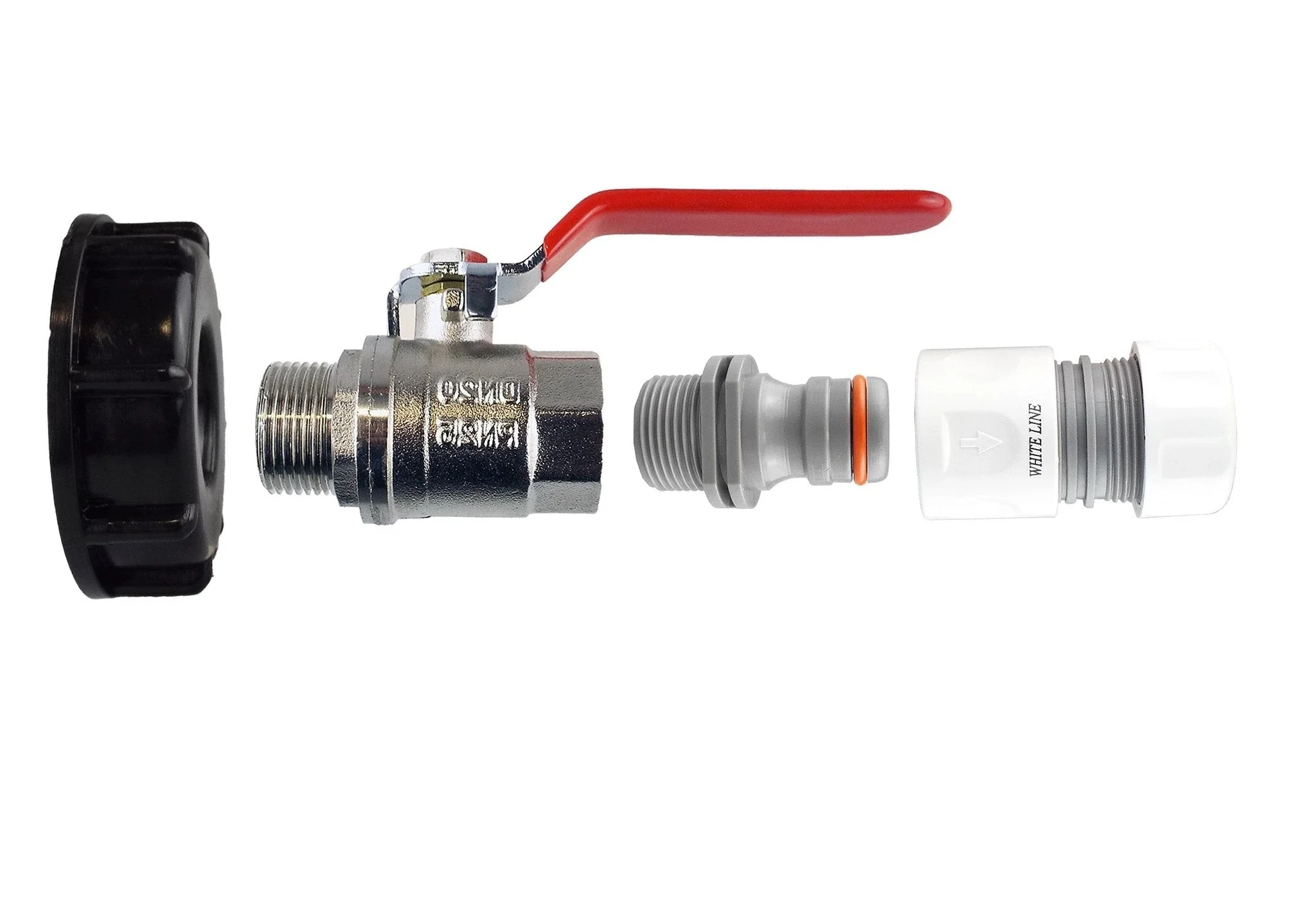 IBC 2” S60X6 Cap with ¾” BSP Lever Valve and Max Flo Hose Connectors Set - Image 14