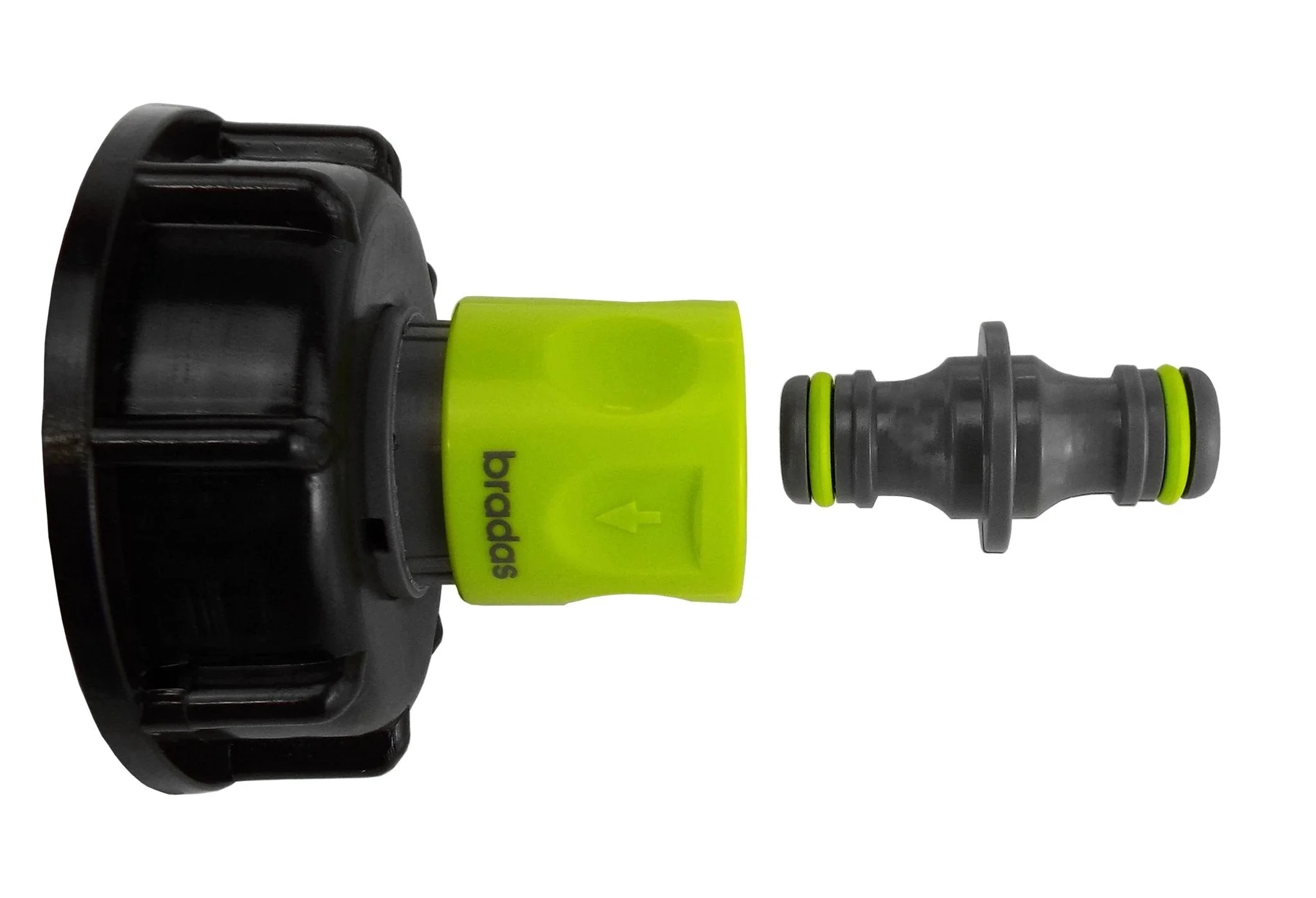 IBC 2” S60X6 Cap with ¾” BSP Threaded Hose Connector and Double Male Lime - Image 10