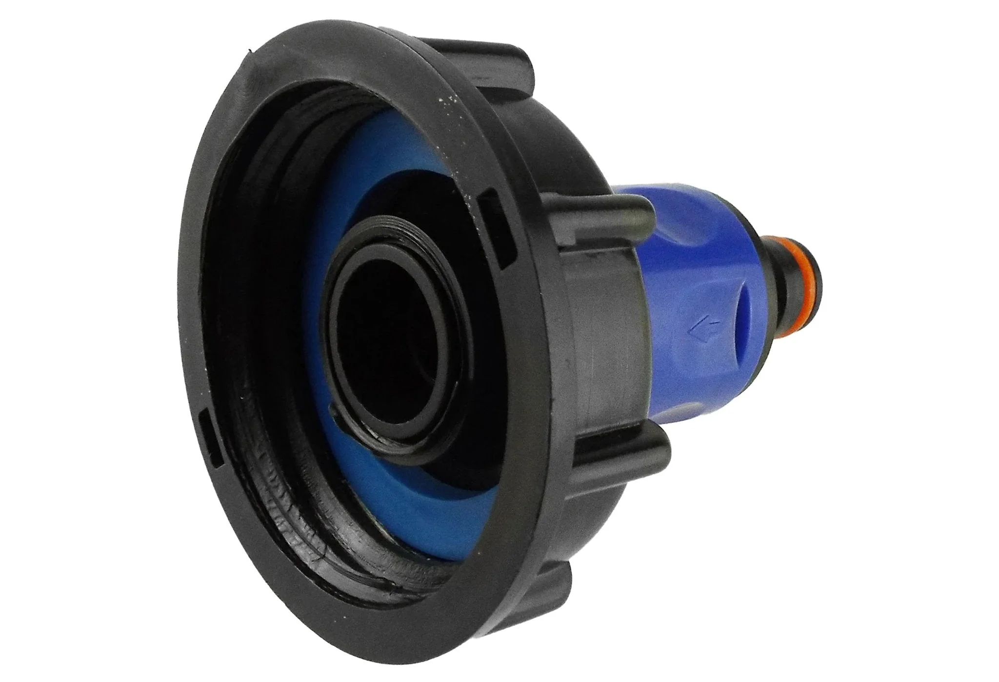 IBC 2” S60X6 Cap with ¾” BSP Threaded Hose Connector Blue and Double Male - Image 8