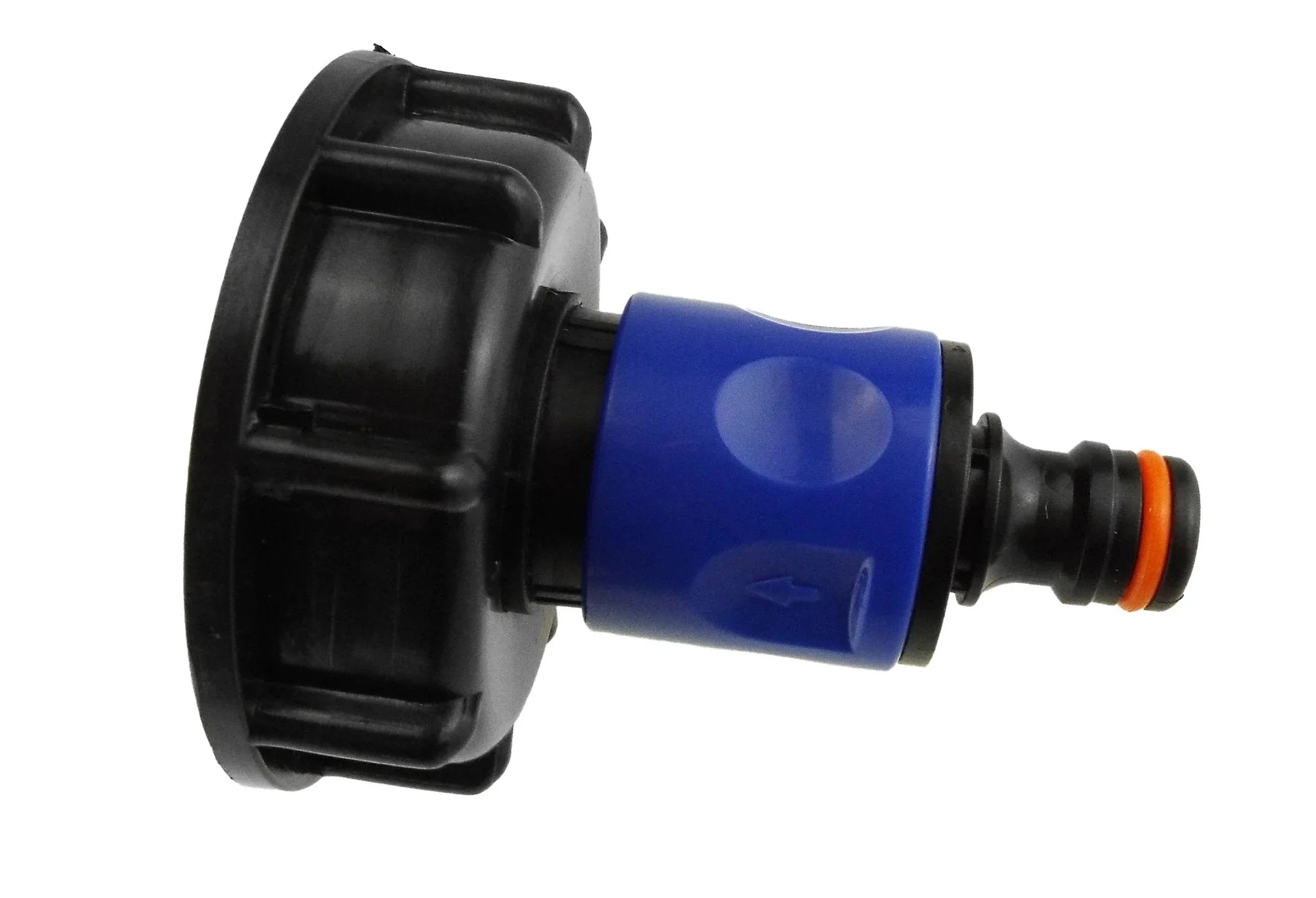 IBC 2” S60X6 Cap with ¾” BSP Threaded Hose Connector Blue and Double Male - Image 9