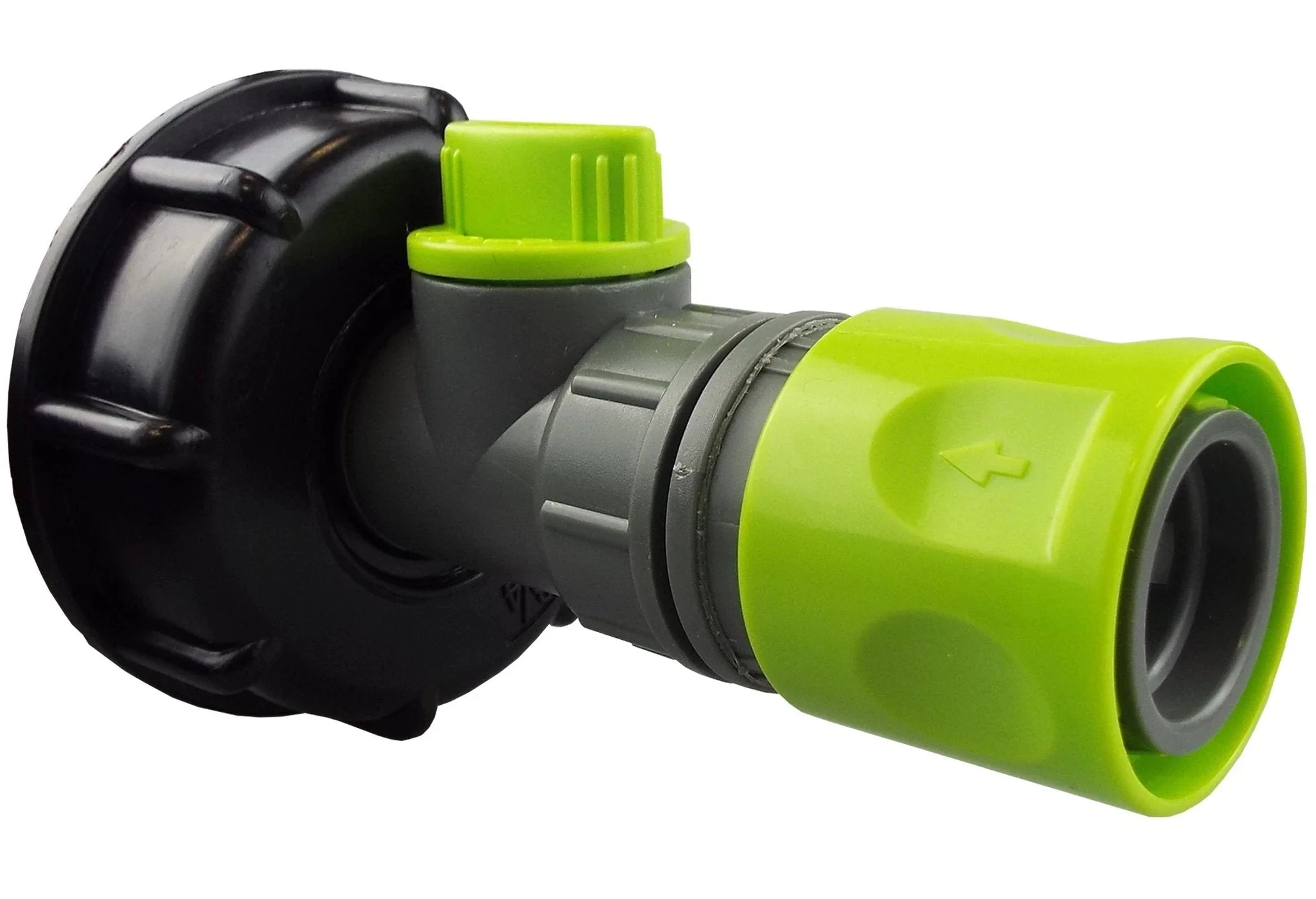 IBC 2” S60X6 Cap with BSP Threaded Valve and Hose Connector Lime - Image 2