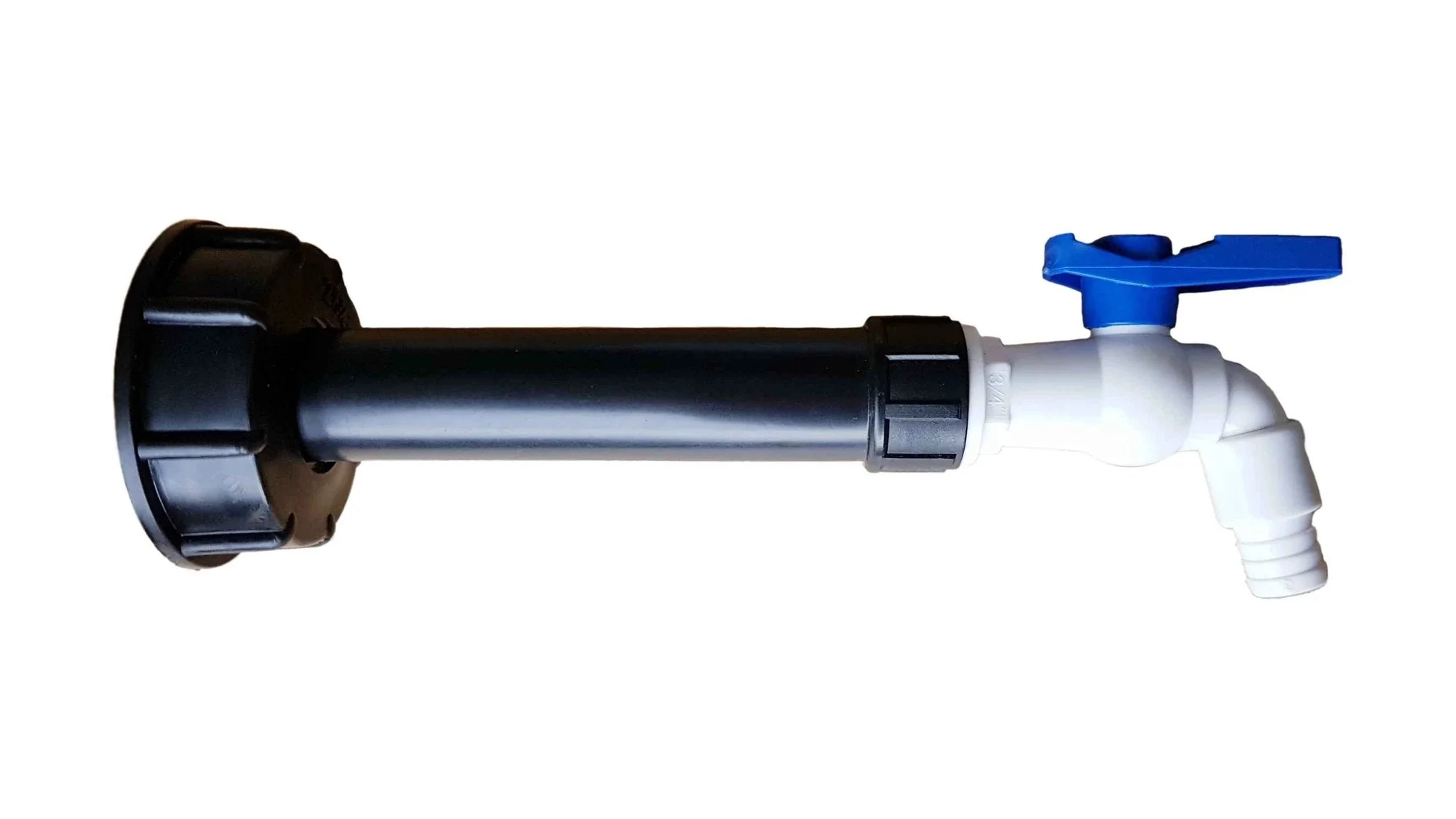 IBC 2” S60X6 Cap with Filter Extension and White Blue Plastic Tap - Image 3