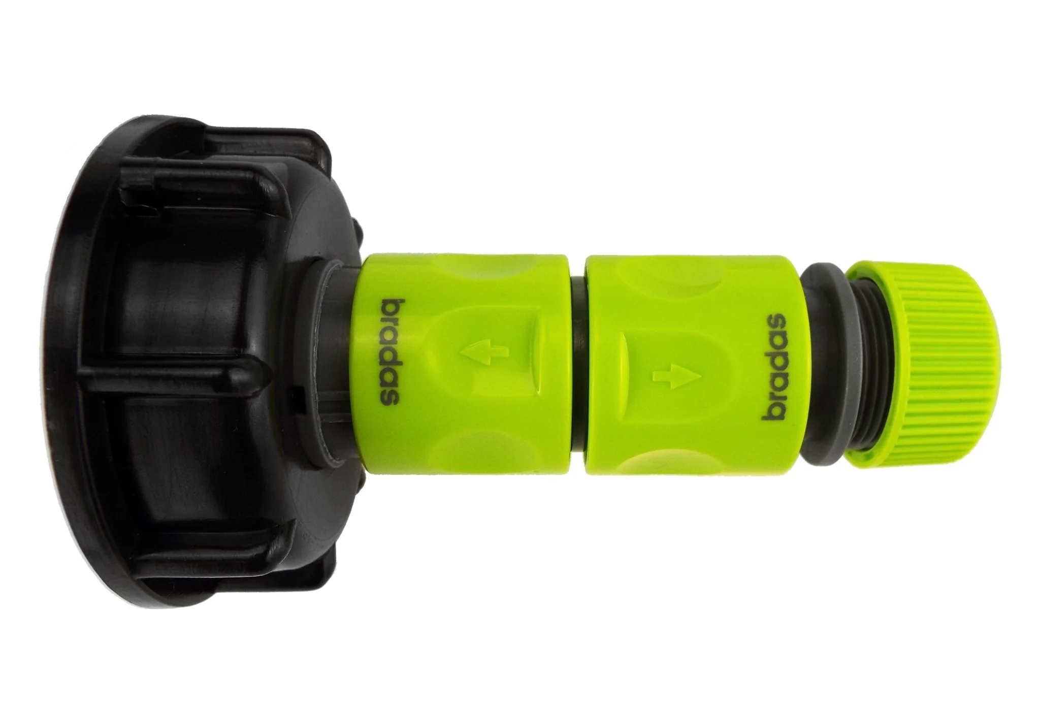 IBC 2” S60X6 Cap with Threaded Hose Fitting, Double Male and Hose Connector Lime - Image 4