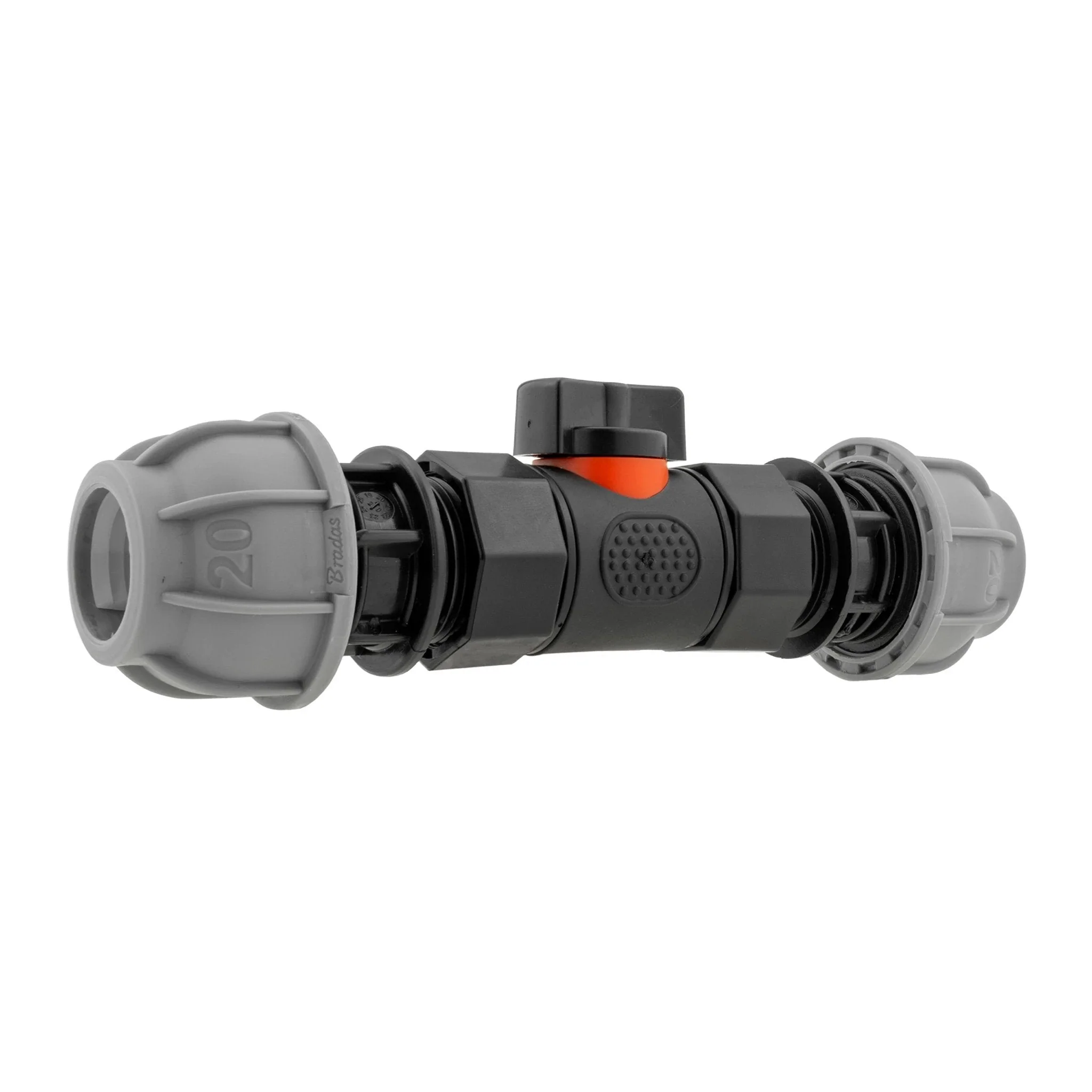 In-Line BSPF Valve with 2 x 20mm MDPE Straight Connectors - Image 2