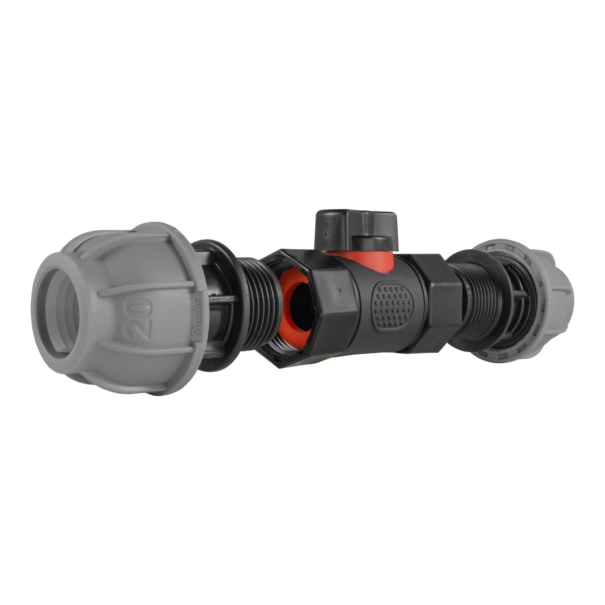 In-Line BSPF Valve with 2 x 20mm MDPE Straight Connectors - Image 4