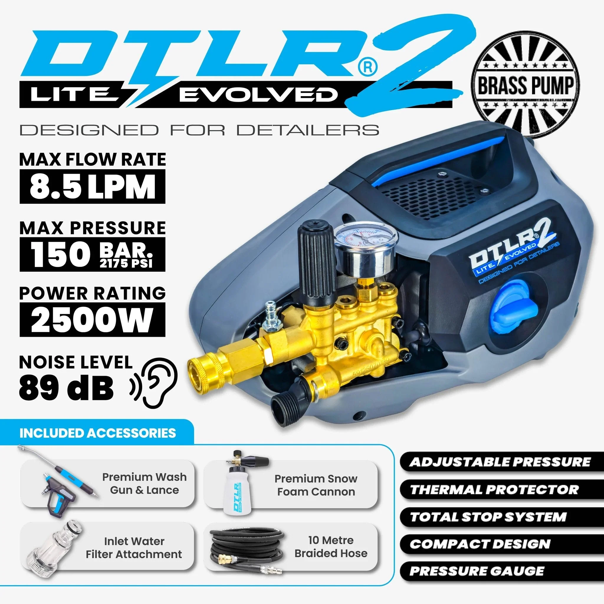 Kiam® DTLR 2 LITE® Electric Pressure Washer 150 Bar 8.45 LPM - Image 2