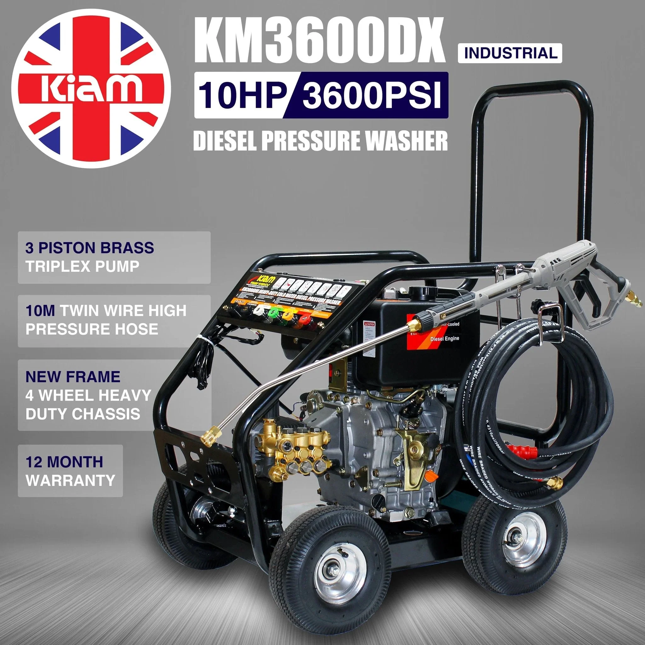 Kiam KM3600DX Industrial Diesel Pressure Washer (10HP) - Image 2