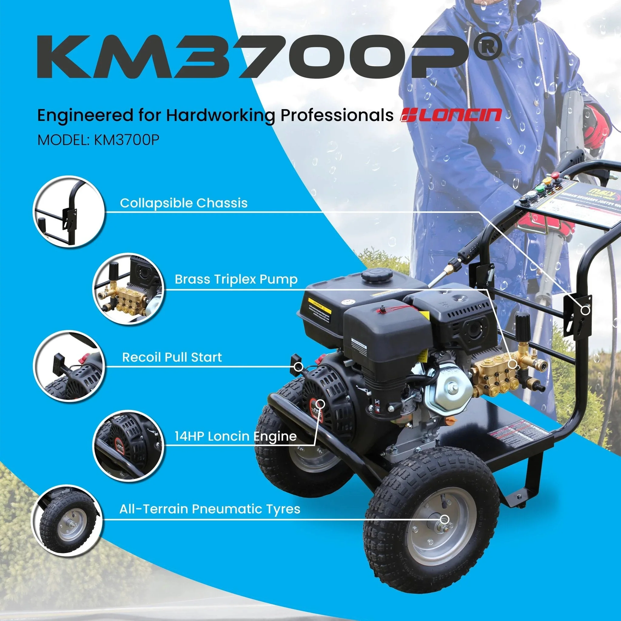 Kiam KM3700P Petrol High Pressure Washer Jet Cleaner (14HP) - Image 10