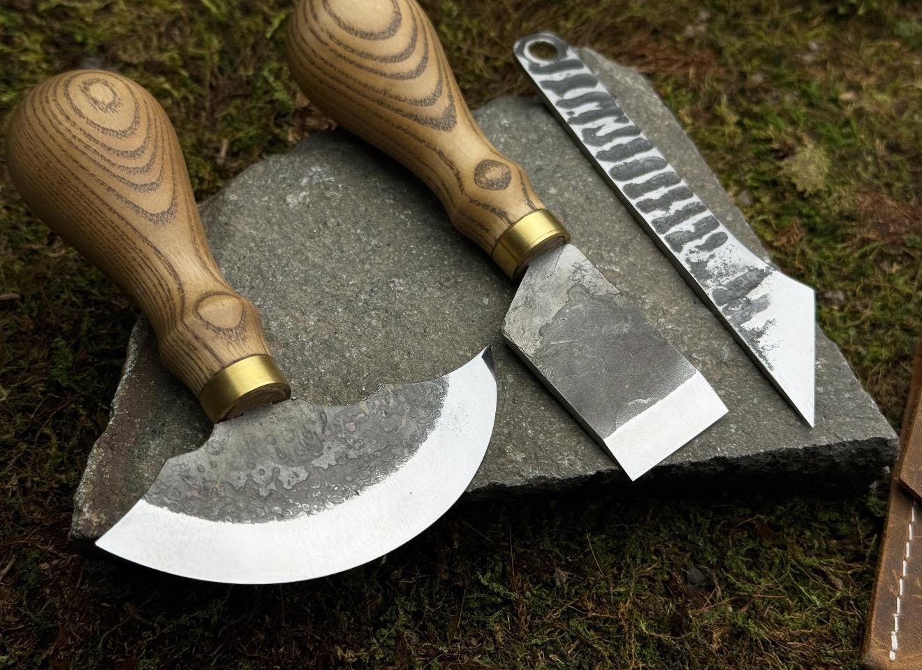 Leather Craft Tool Set – Half Moon Knife, Beveler & Stitching Chisels - Image 3