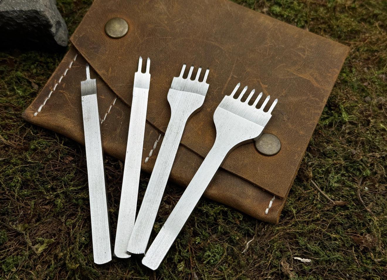 Leather Craft Tool Set – Half Moon Knife, Beveler & Stitching Chisels - Image 5