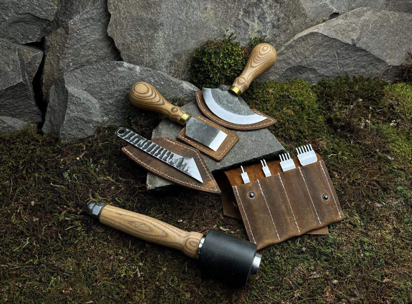 Leather Craft Tool Set – Half Moon Knife, Beveler & Stitching Chisels - Image 7