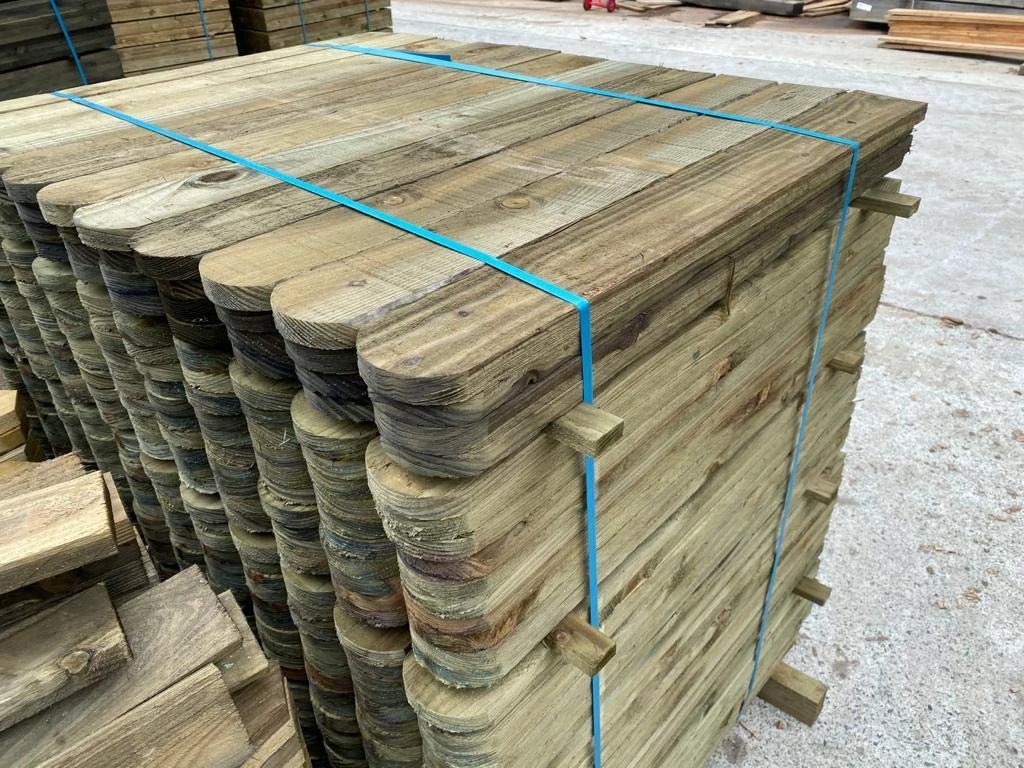 Picket Fencing Slats / Pales Round Top Green Treated Pack 10 - Image 3