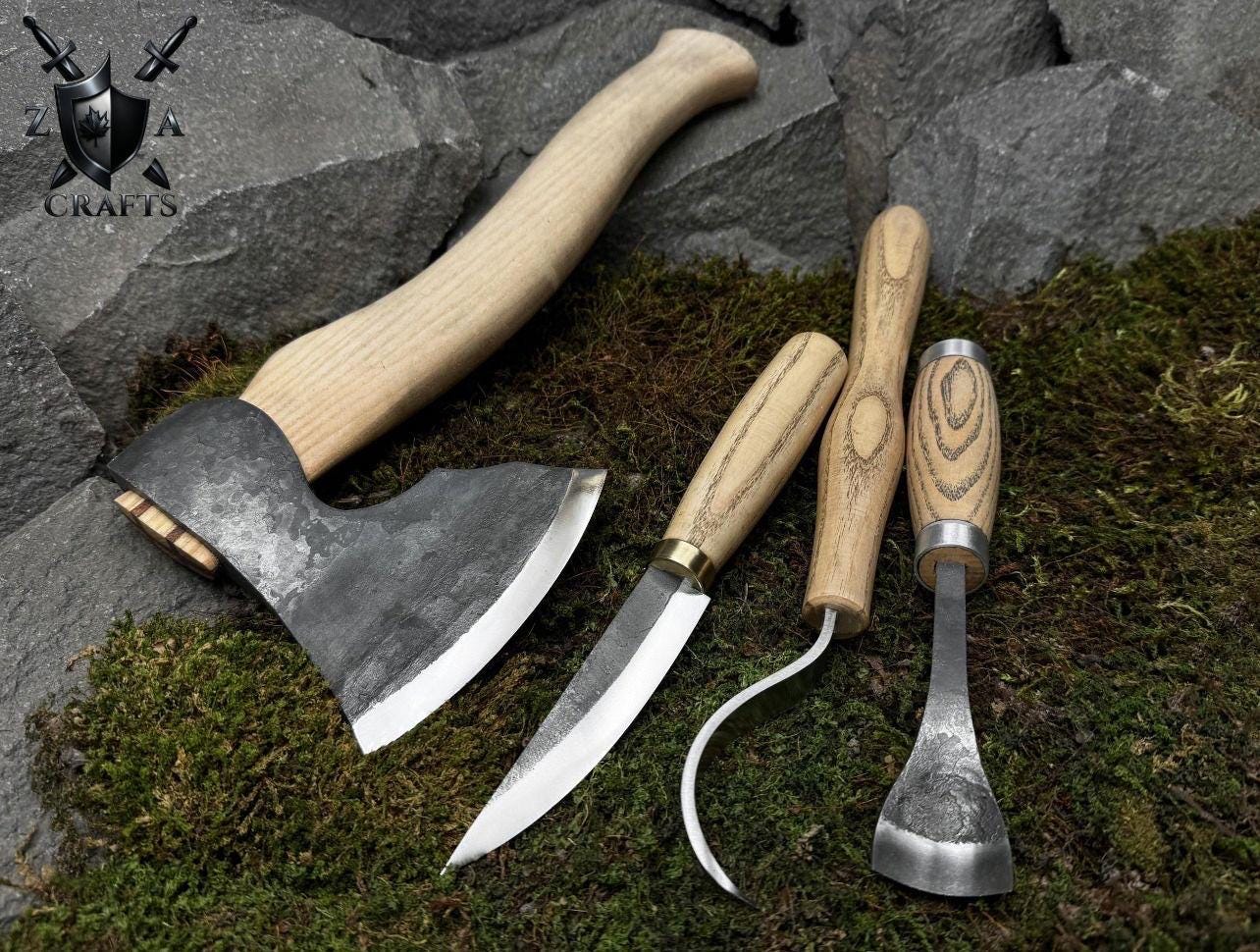 Professional kits Spoon Carving Tool Set  4 Hand Forged Pieces - Image 5