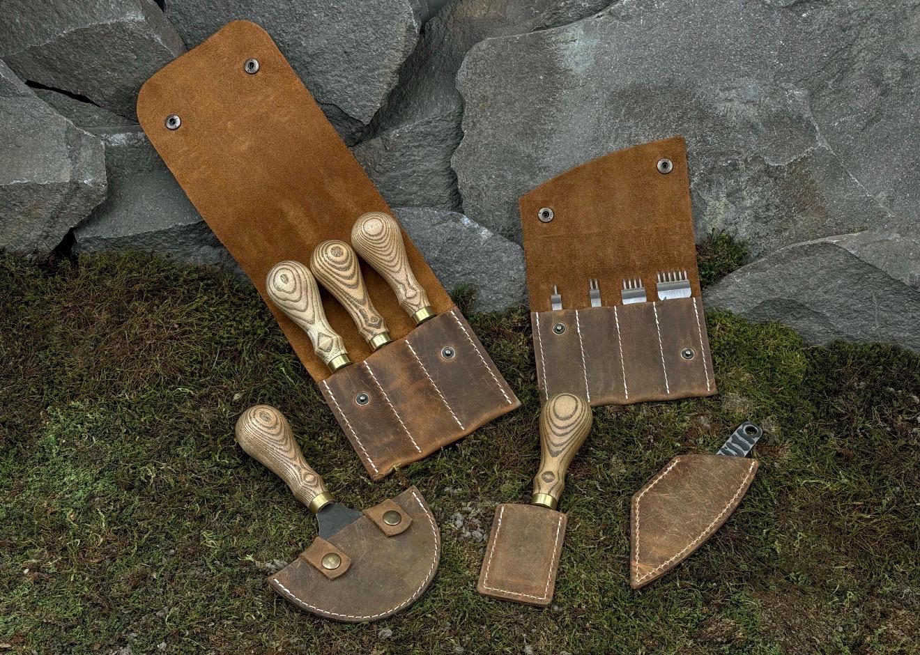 Professional Leatherworking Tool Kit – Cutting Knife, Beveler, Stitching Chisels & Accessories - Image 9