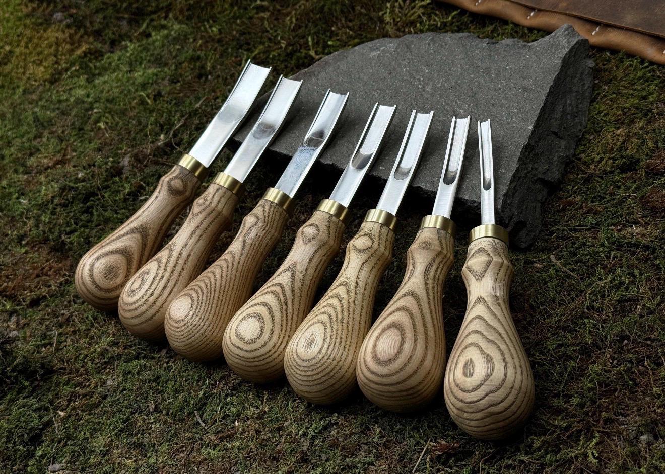 Professional Woodworking Tool Hand-Forged Leather Skiving Knife Set: 52100 Carbon Steel, French Edge, Leather Case - Image 2