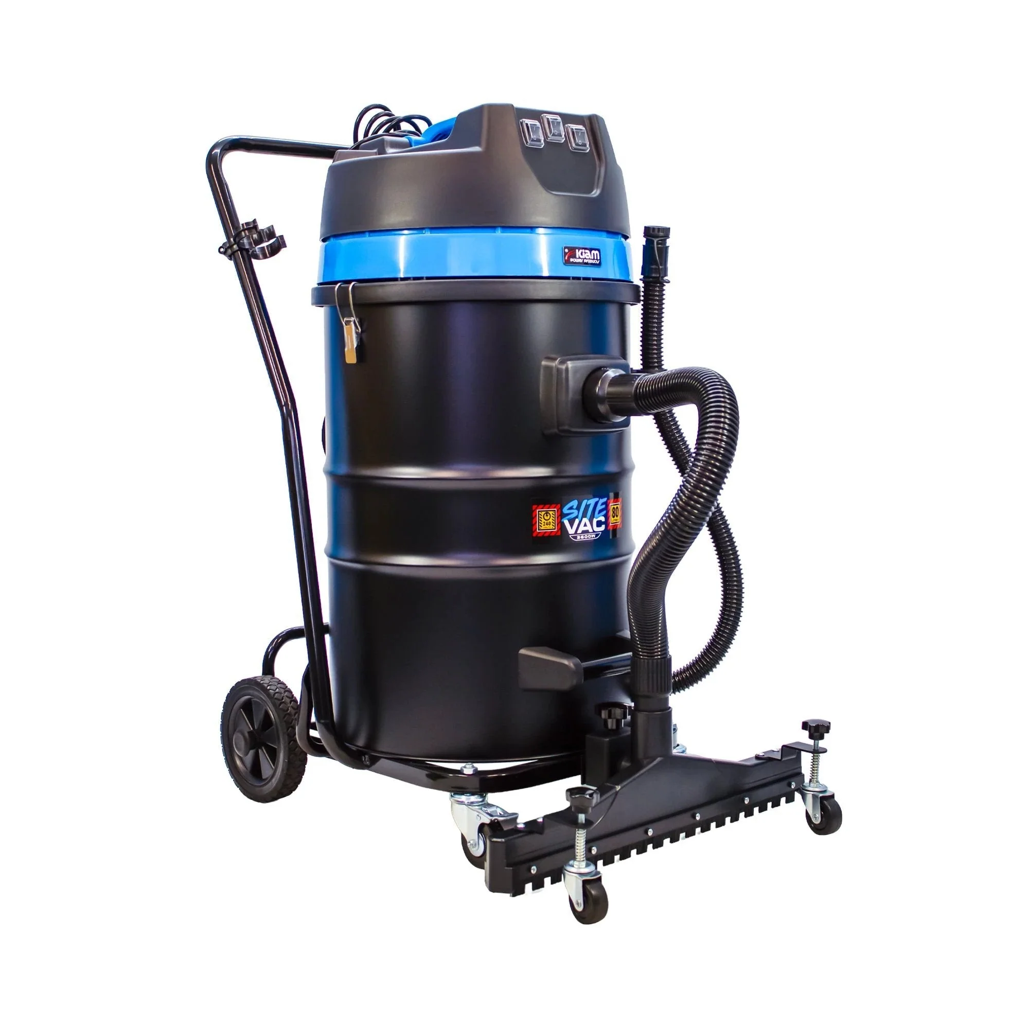 SiteVac KV80-3F – Triple Motor Warehouse Vacuum (3600W) with Front-Mounted Squeegee