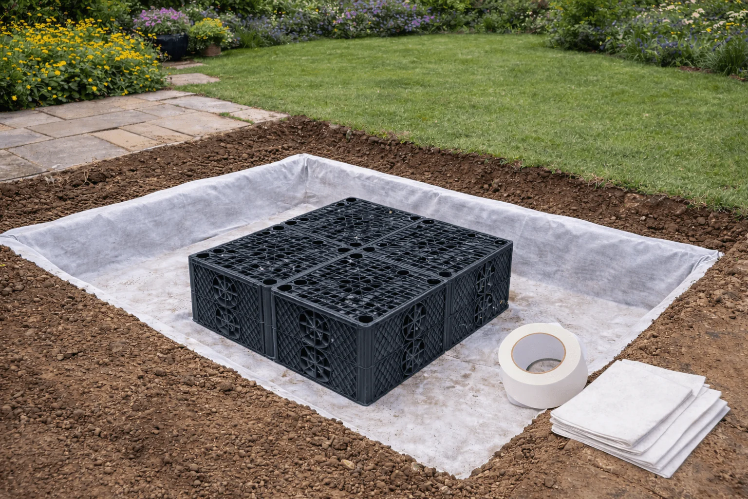 Soakaway Kit Polystorm PSM1A Crate 190L - Geotextile & Joining Tape - Image 7
