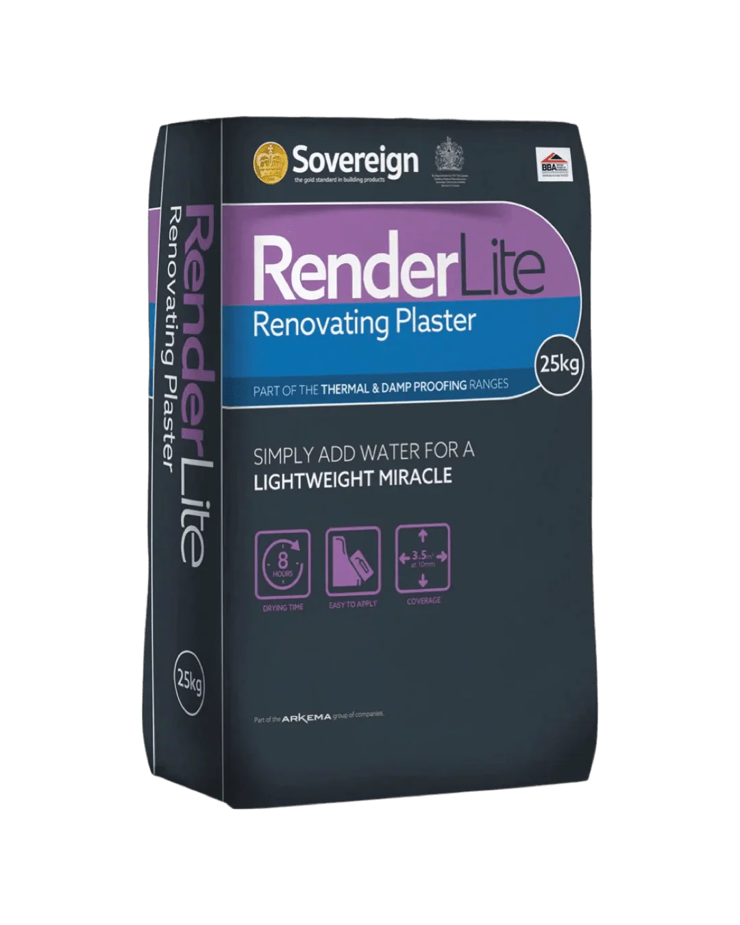 Sovereign Renderlite Renovating Plaster - Renovating Plaster for Damp Proofing Applications - 25kg