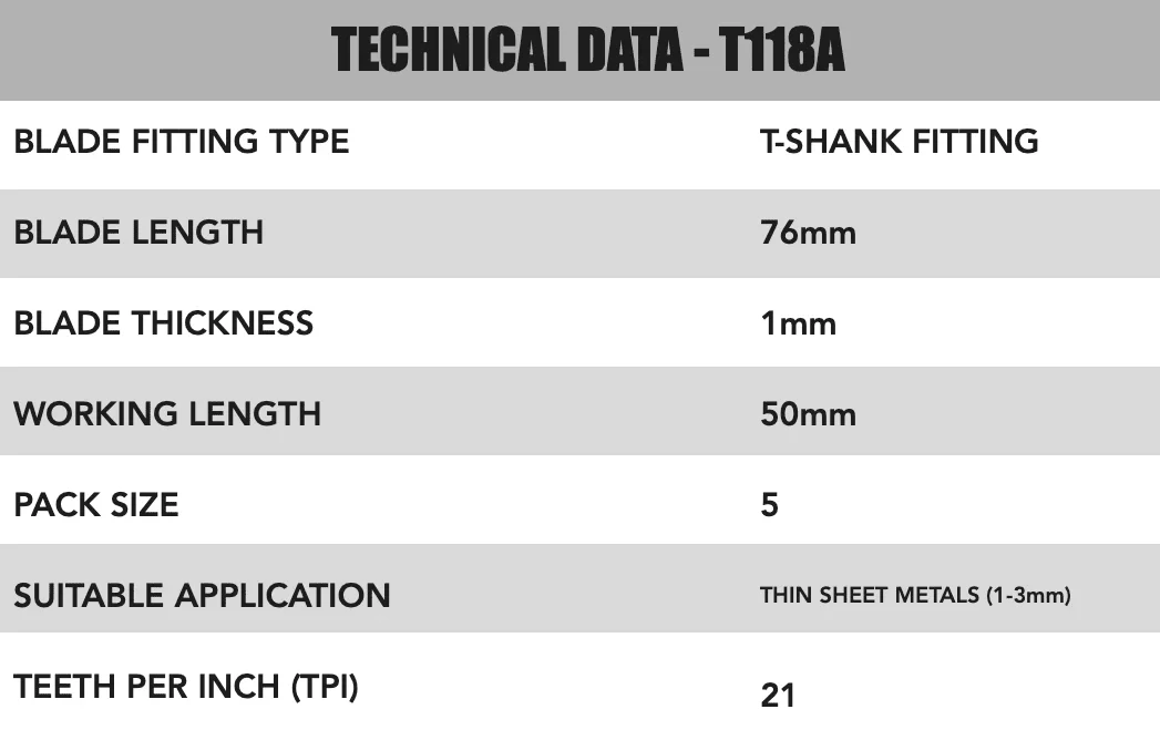 T118A Metal Cutting Jigsaw blades - 1188 - Image 4