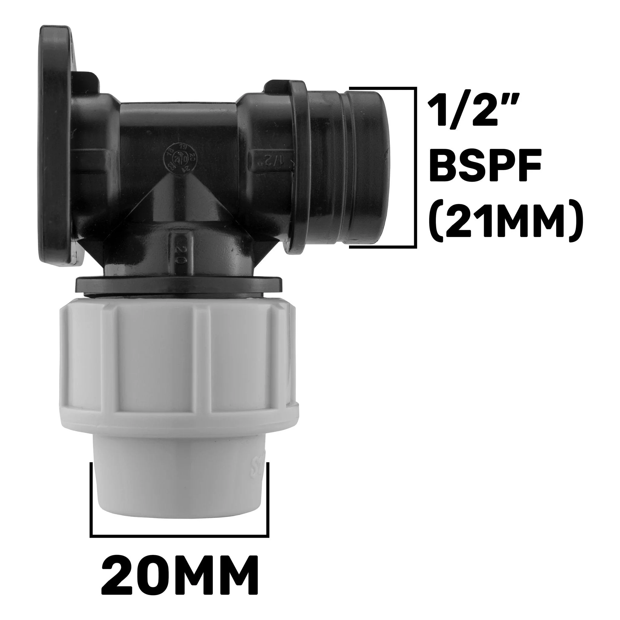 Wall Flange Kit 20mm MDPE - Brass Tap & Two Way Splitter & Connectors - Image 8