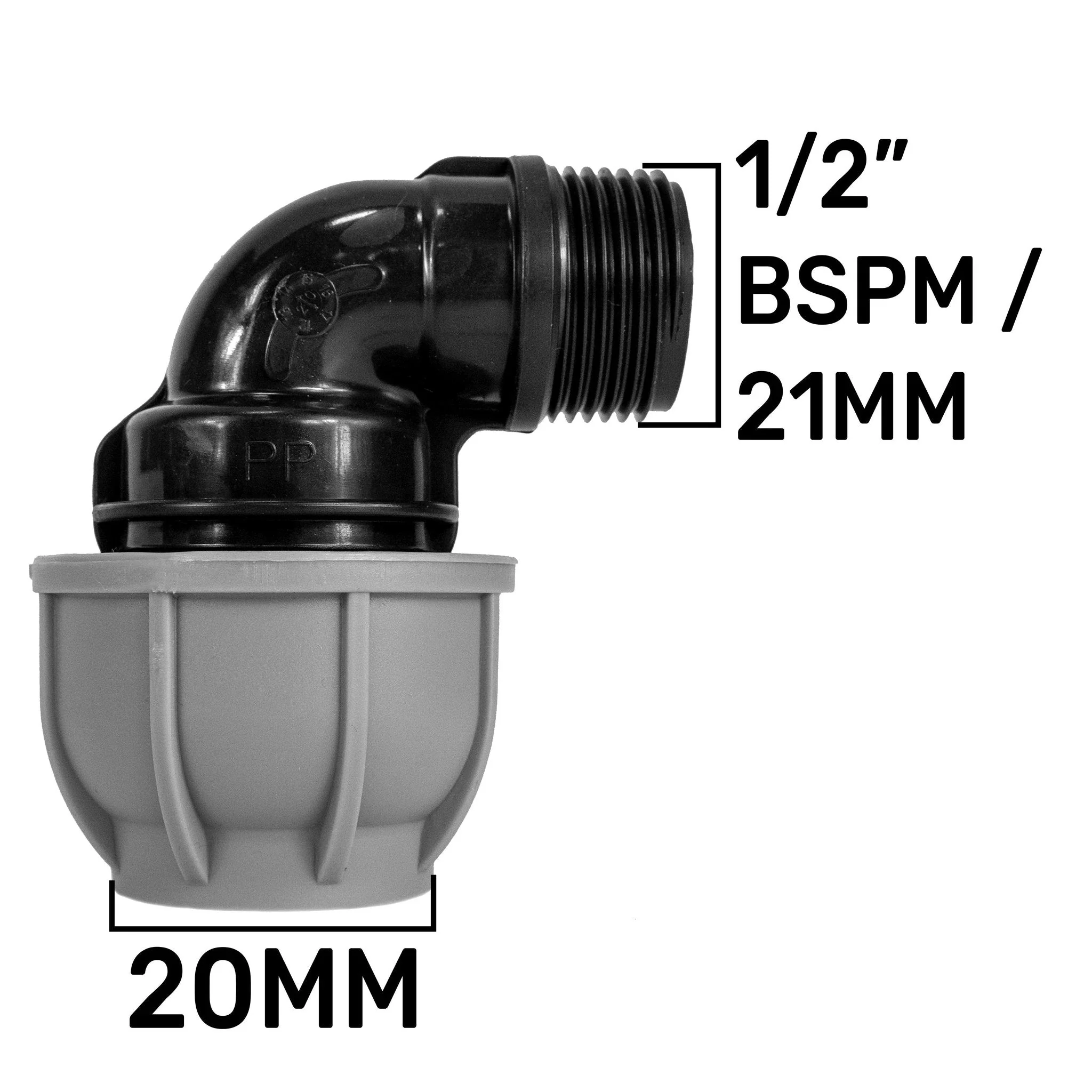 Wall Flange Kit 20mm MDPE - Lever Valve & 20mm MDPE Elbow Outlet - Image 3