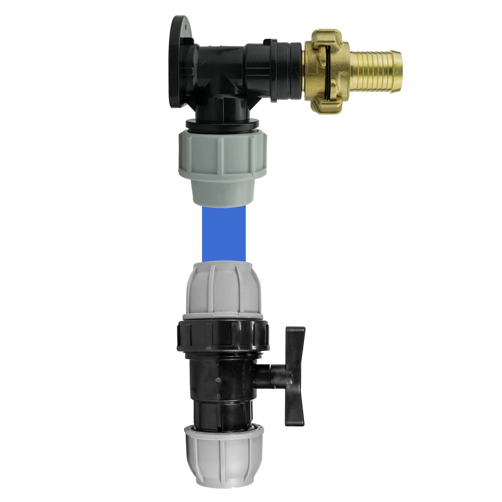 Wall Flange Kit 20mm MDPE + MDPE Valve + Geka ½” + 25mm Geka Hosetail - Image 2