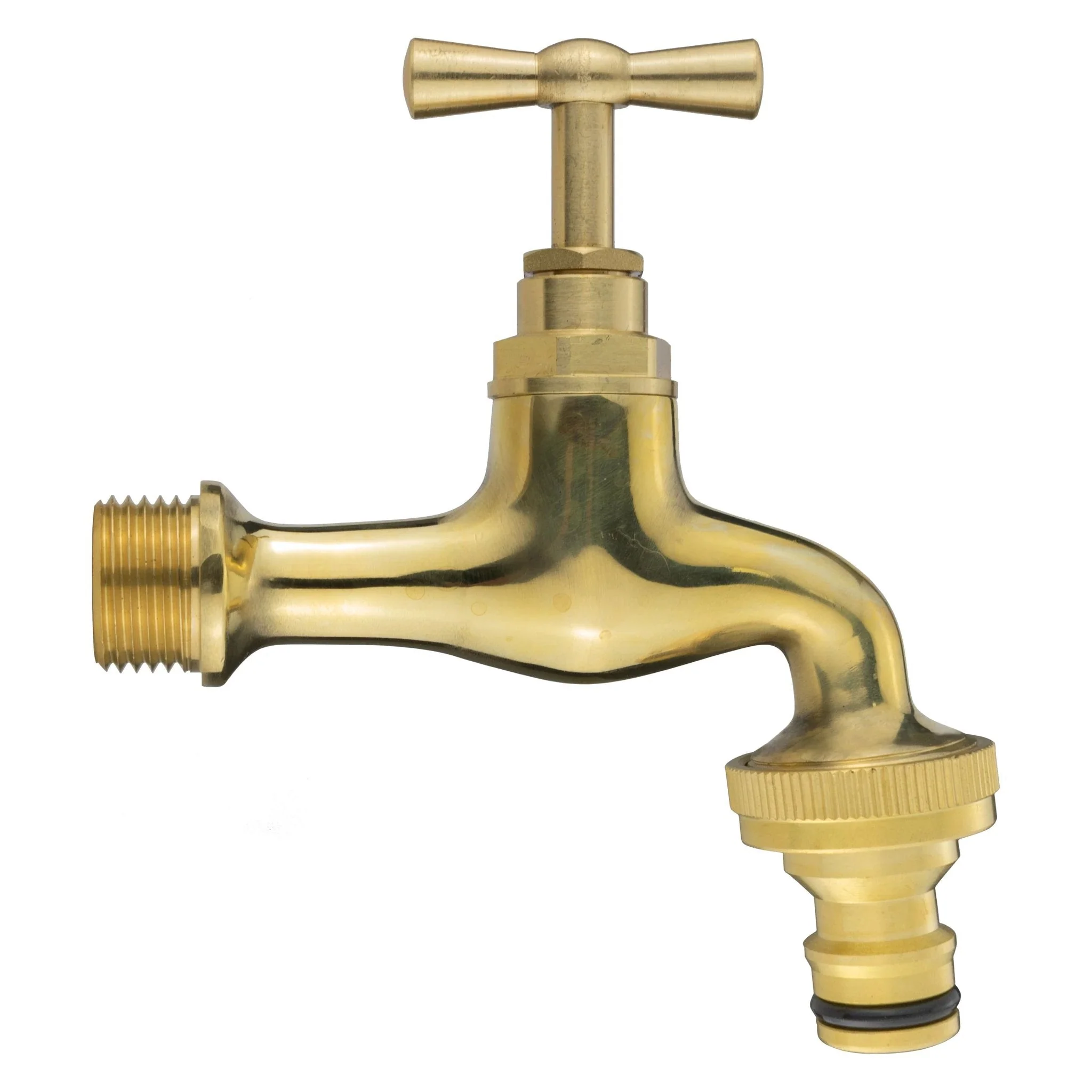 Wall Flange Kit 20mm MDPE - Polished Brass Bib Tap with Snap On - Image 2