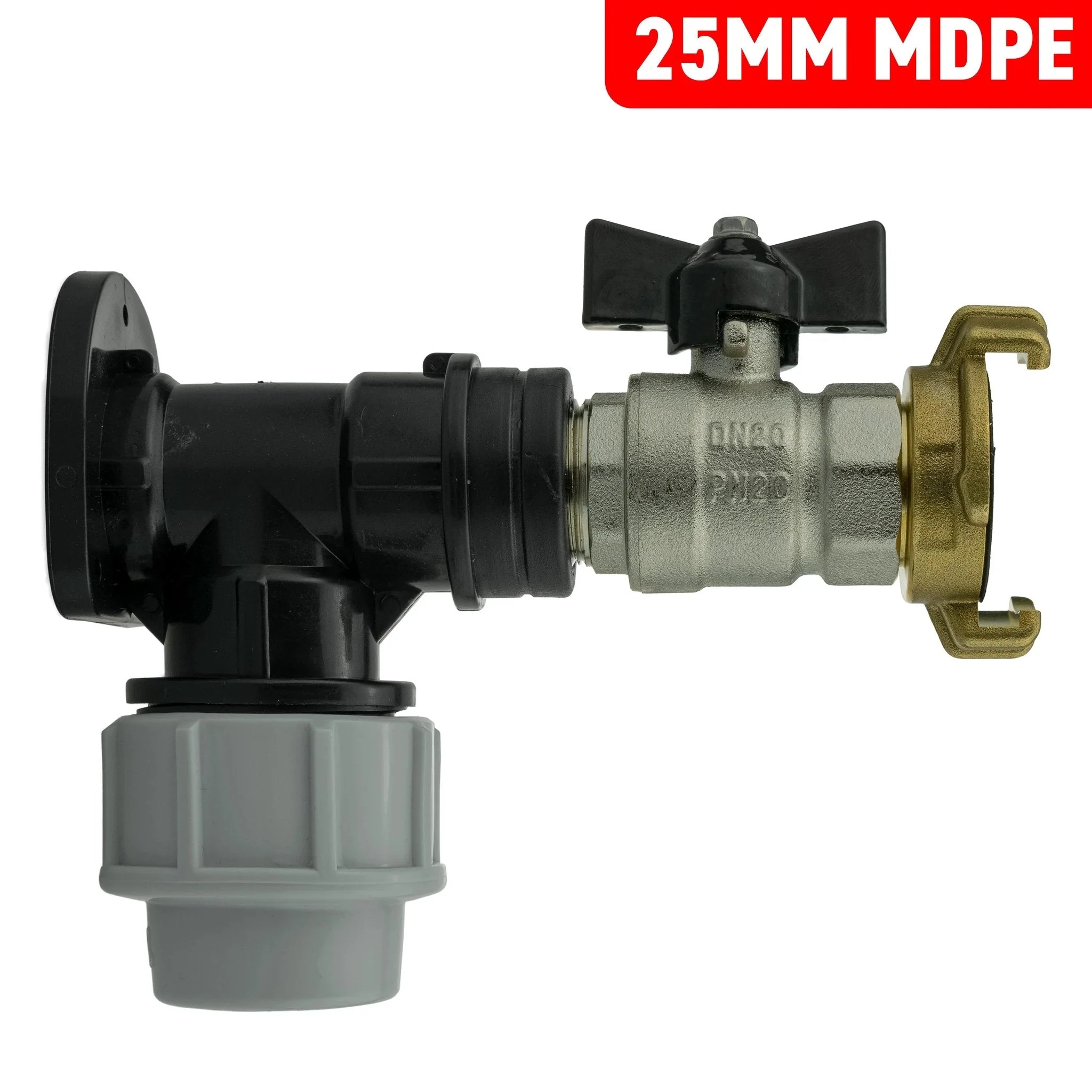 Wall Flange Kit 25mm MDPE + Bib Valve + Geka - Image 3
