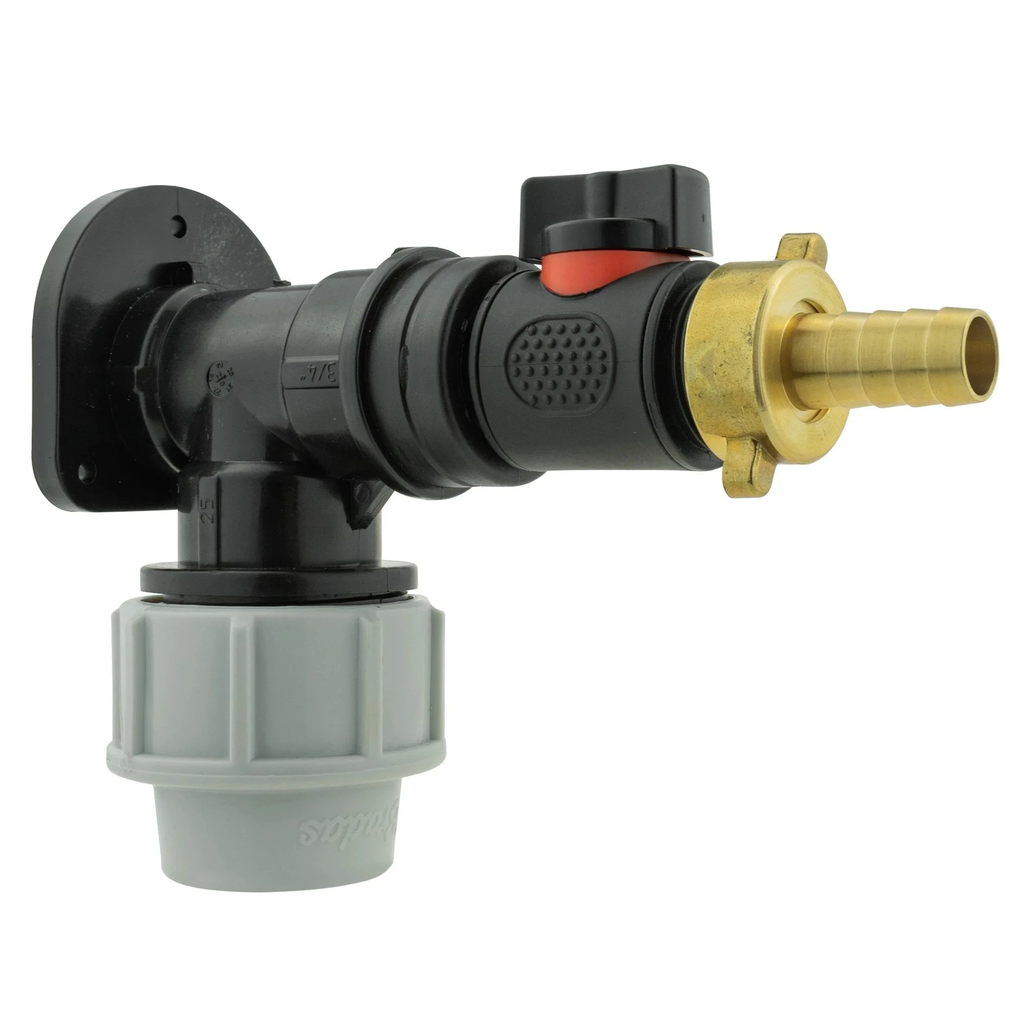 Wall Flange Kit 25mm MDPE + In-Line Valve + 13mm Brass Barb - Image 2