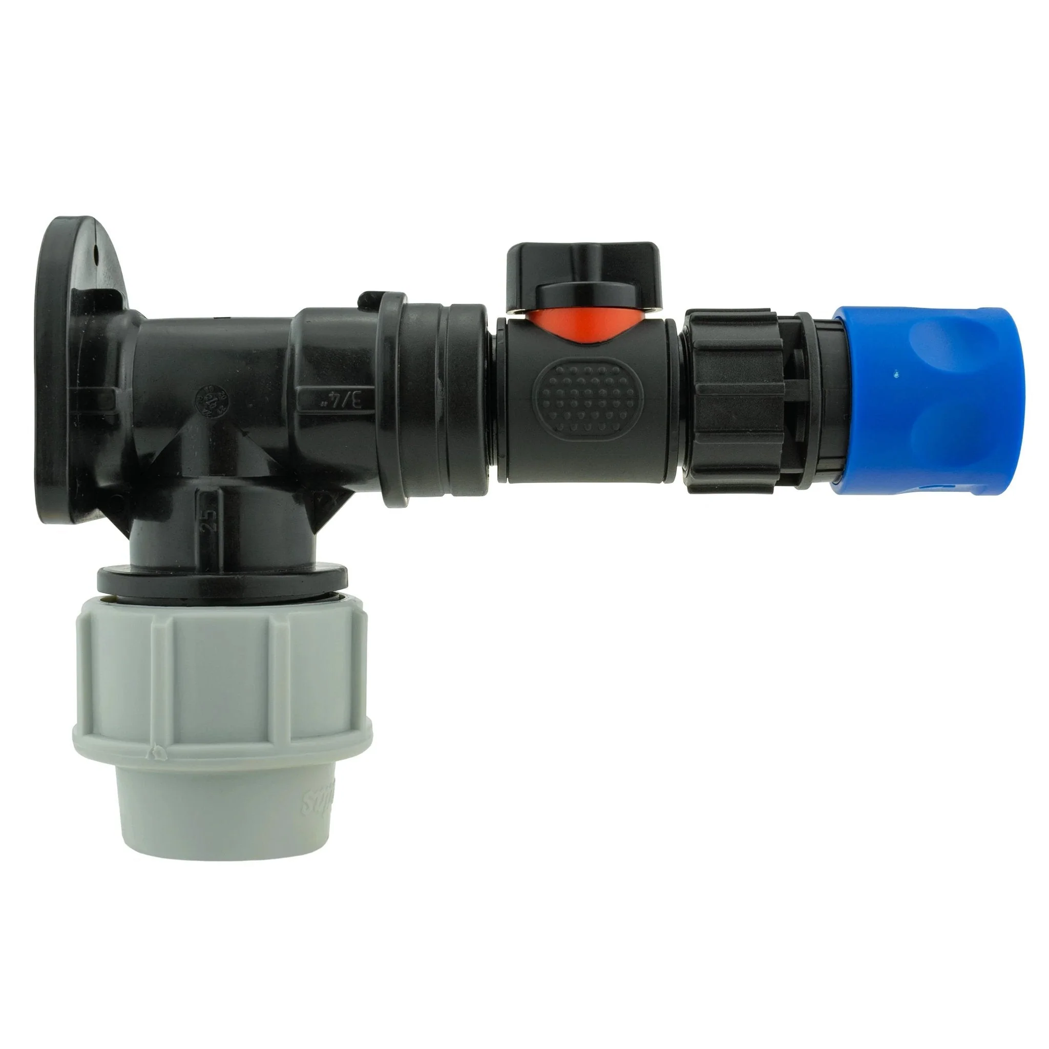 Wall Flange Kit 25mm MDPE + In-Line Valve & Female Quick Connector - Image 2